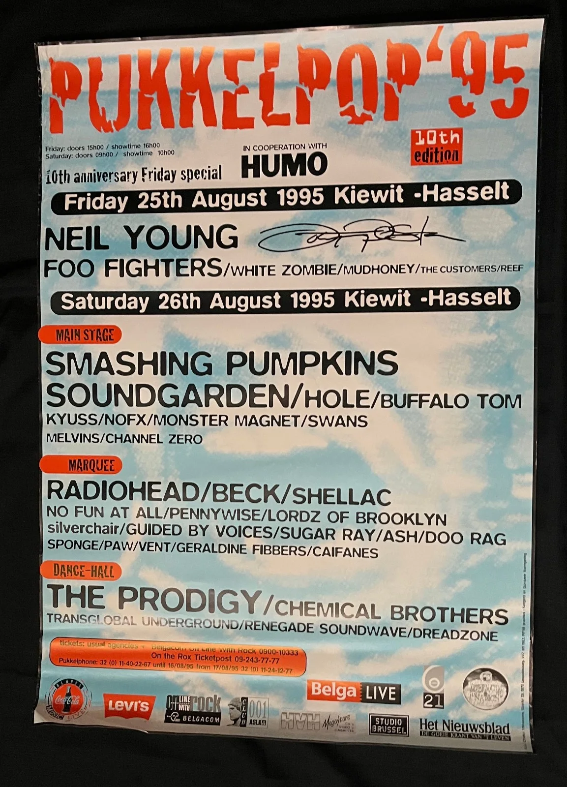 JOHN TEMPESTA White Zombie — PUKKELPOP 1995 BELGIUM FESTIVAL WHITE ZOMBIE John Tempesta SIGNED RARE POSTER, изображение 3