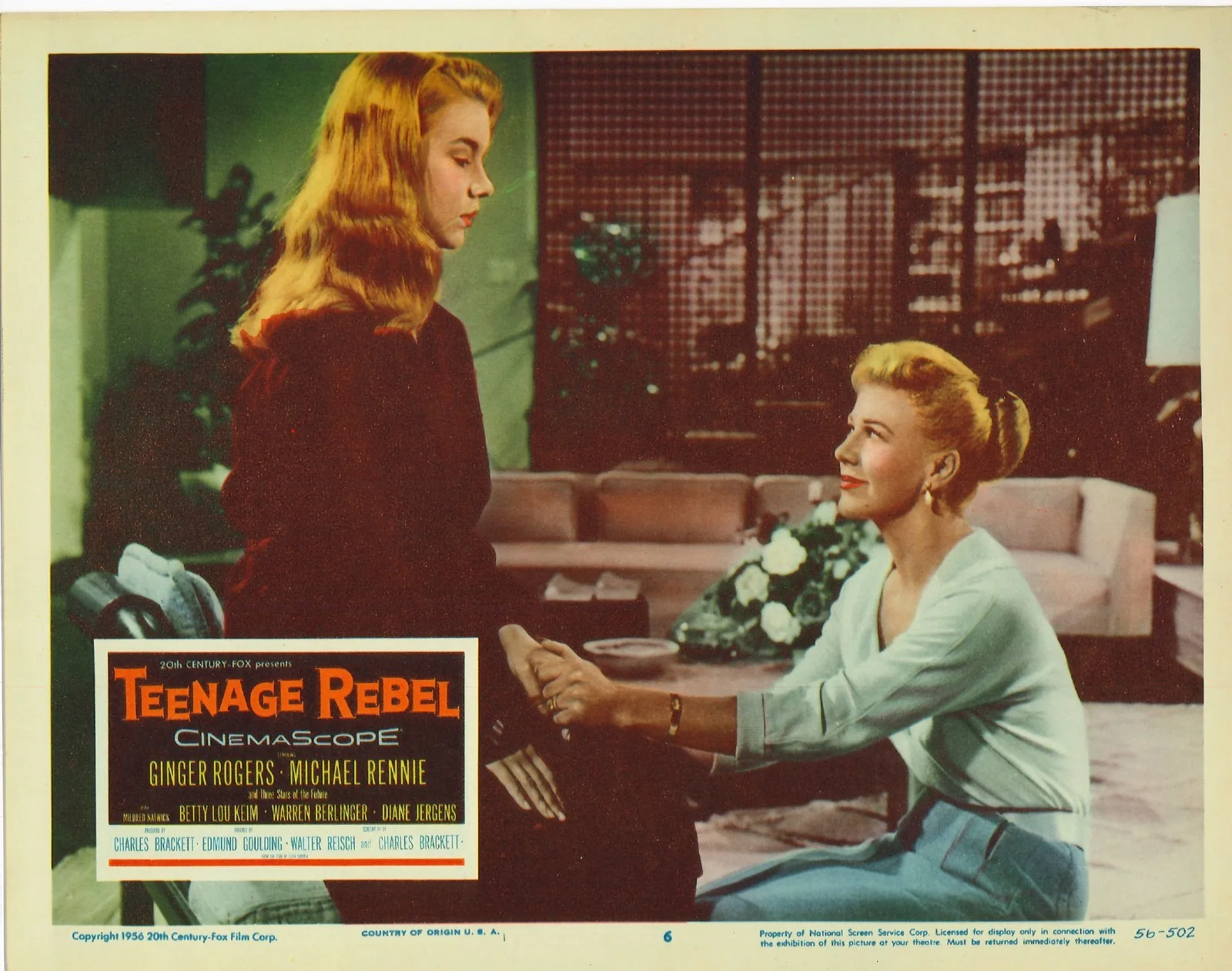 Teenage Rebel 2x ORIGINAL US Lobby Cards Ginger Rogers Michael Rennie 1956, изображение 2