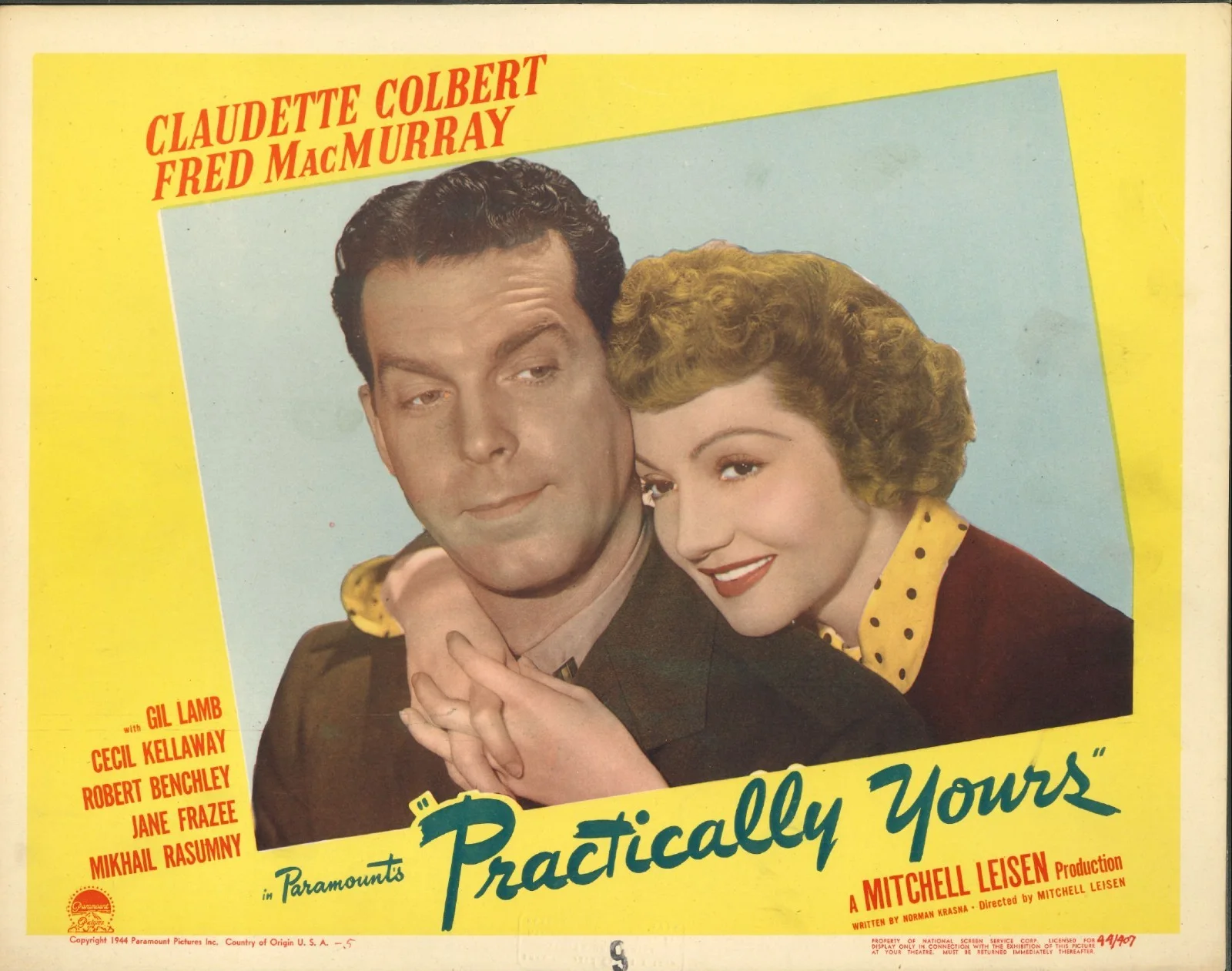 Practically Yours 2x ORIGINAL US Lobby Cards Claudette Colbert Fred MacMurray 44, image 2