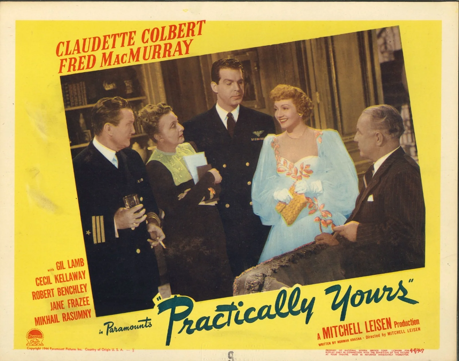 Practically Yours 2x ORIGINAL US Lobby Cards Claudette Colbert Fred MacMurray 44, image 3
