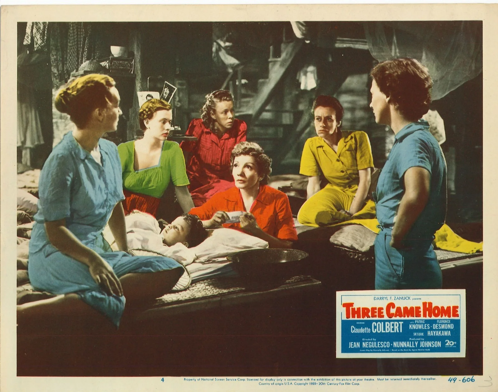 Three Came Home 4x ORIGINAL US Lobby Cards Claudette Colbert 1949, image 5