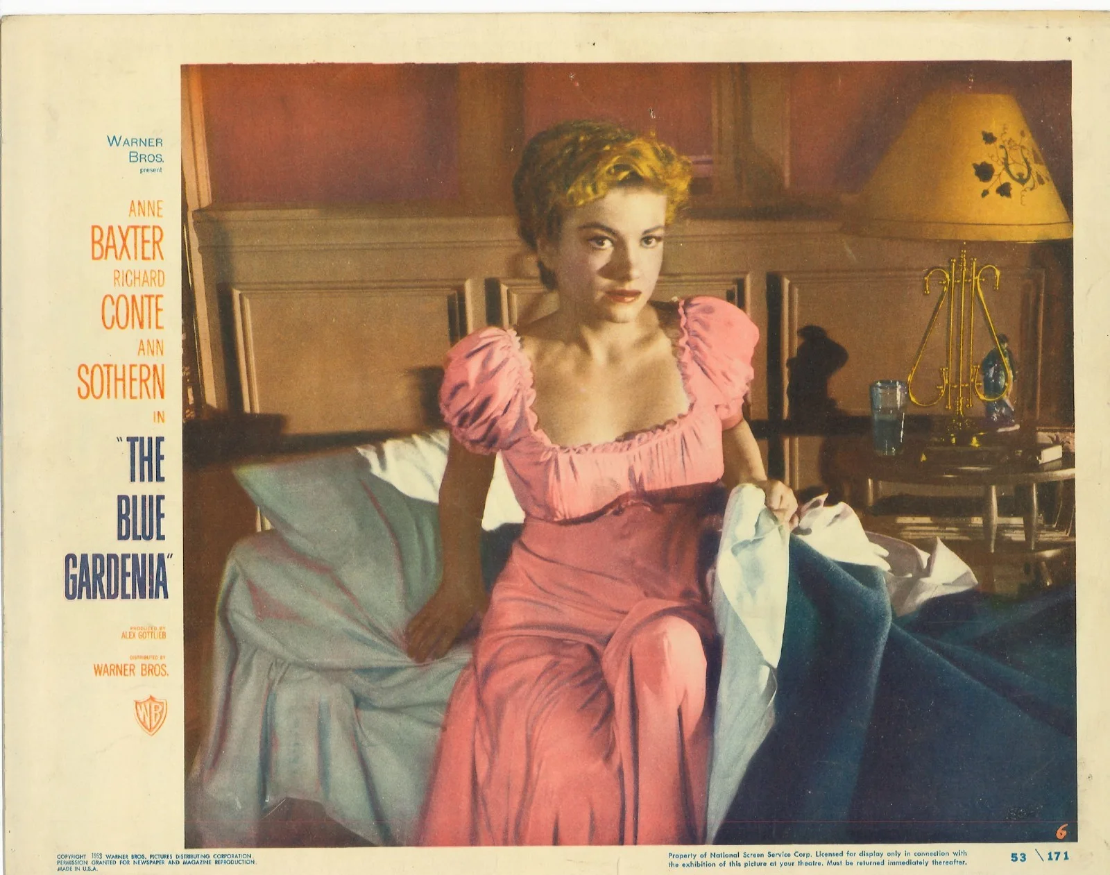Blue Gardenia 2x ORIGINAL US Lobby Cards Anne Baxter Nat King Cole 1953, изображение 3