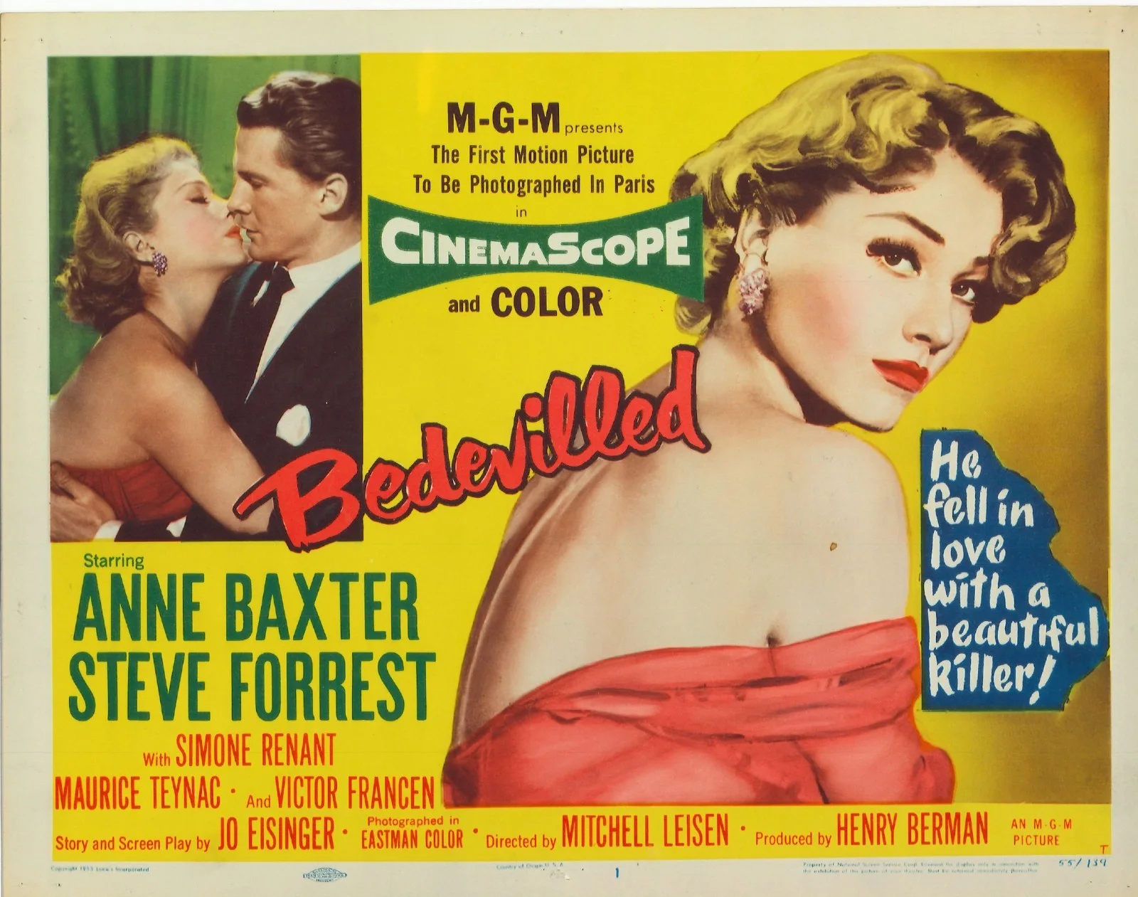 Bedevilled 7x ORIGINAL US Lobby Cards Anne Baxter Steve Forrest 1955, изображение 2