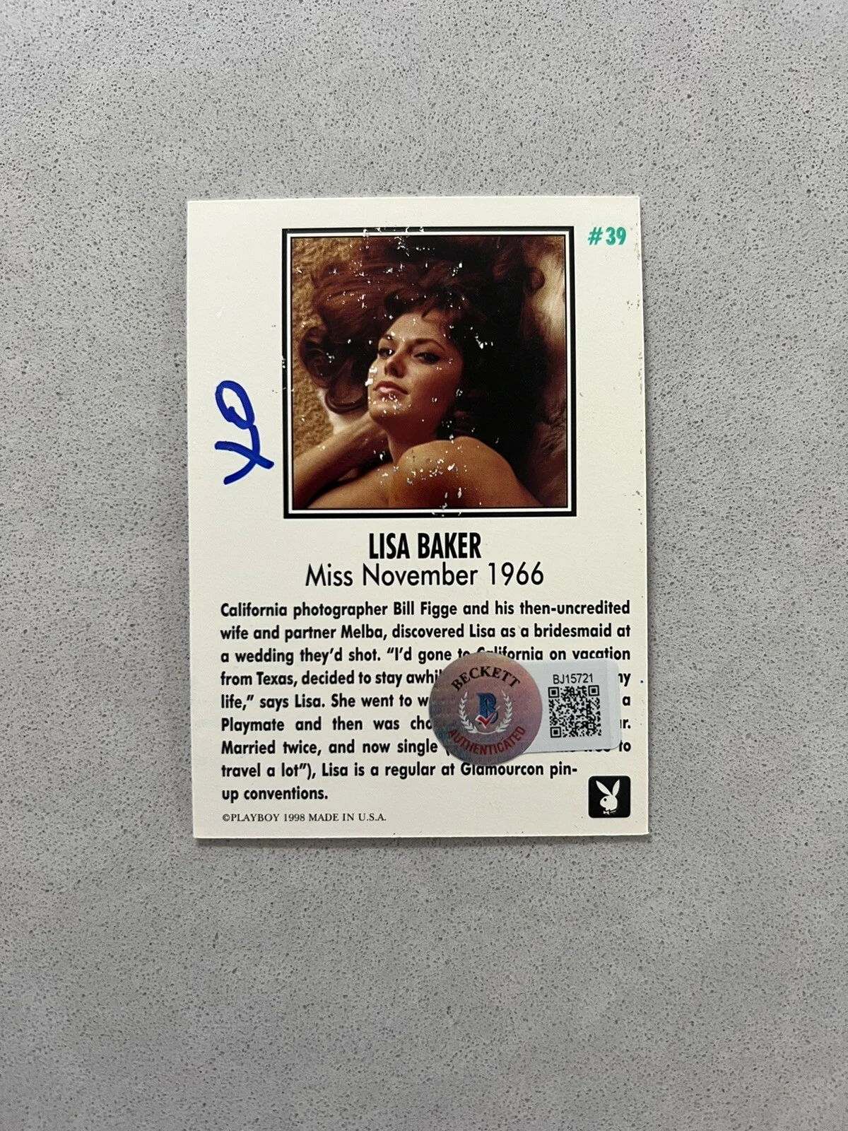 Lisa Baker autographed signed Trading Card Beckett BAS COA Sexy Hot Playboy PMOY, изображение 2