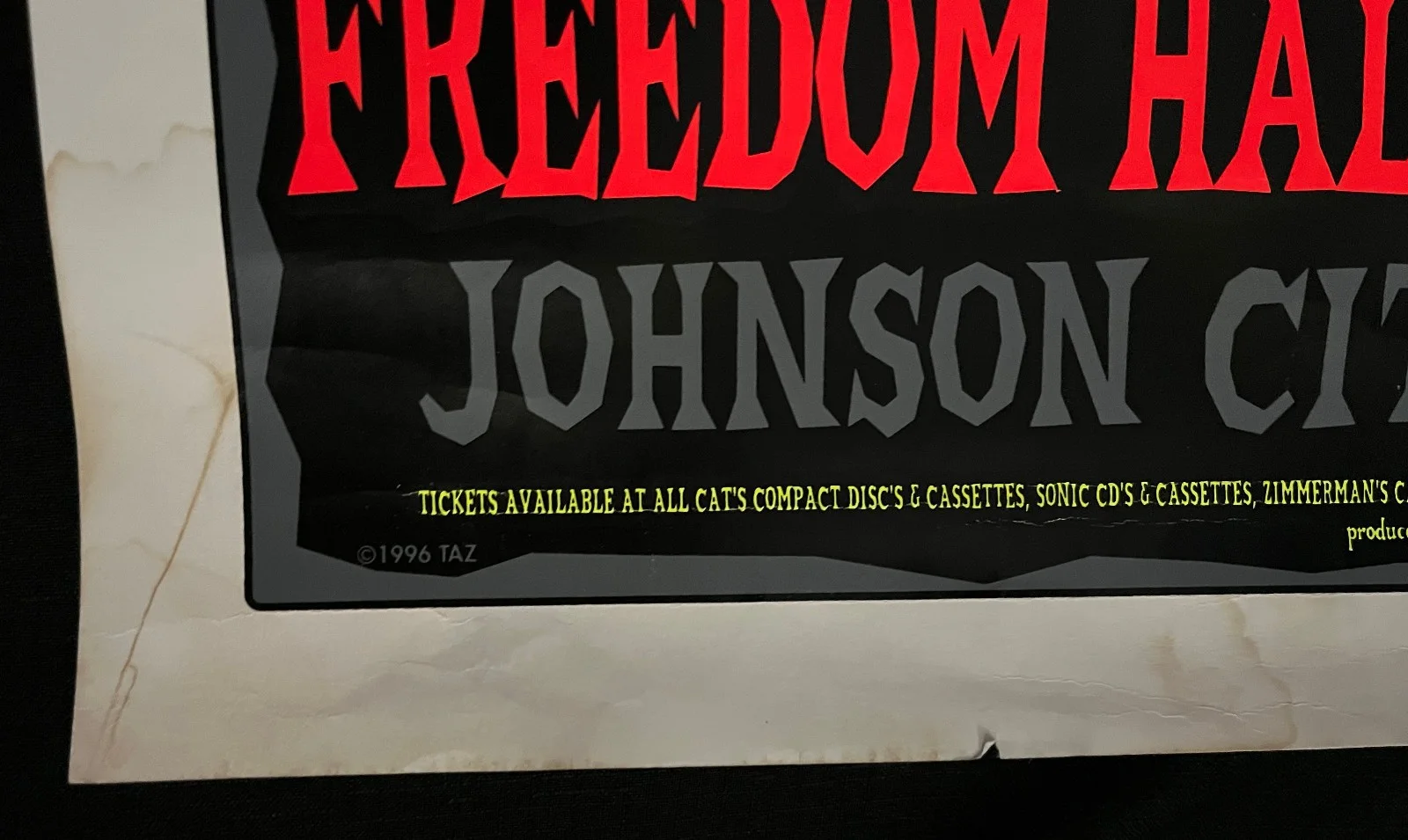 JOHN TEMPESTA White Zombie — WHITE ZOMBIE MEGA RARE 1996 Johnson City TN JOHN TEMPESTA signed SHOW POSTER VG, изображение 5