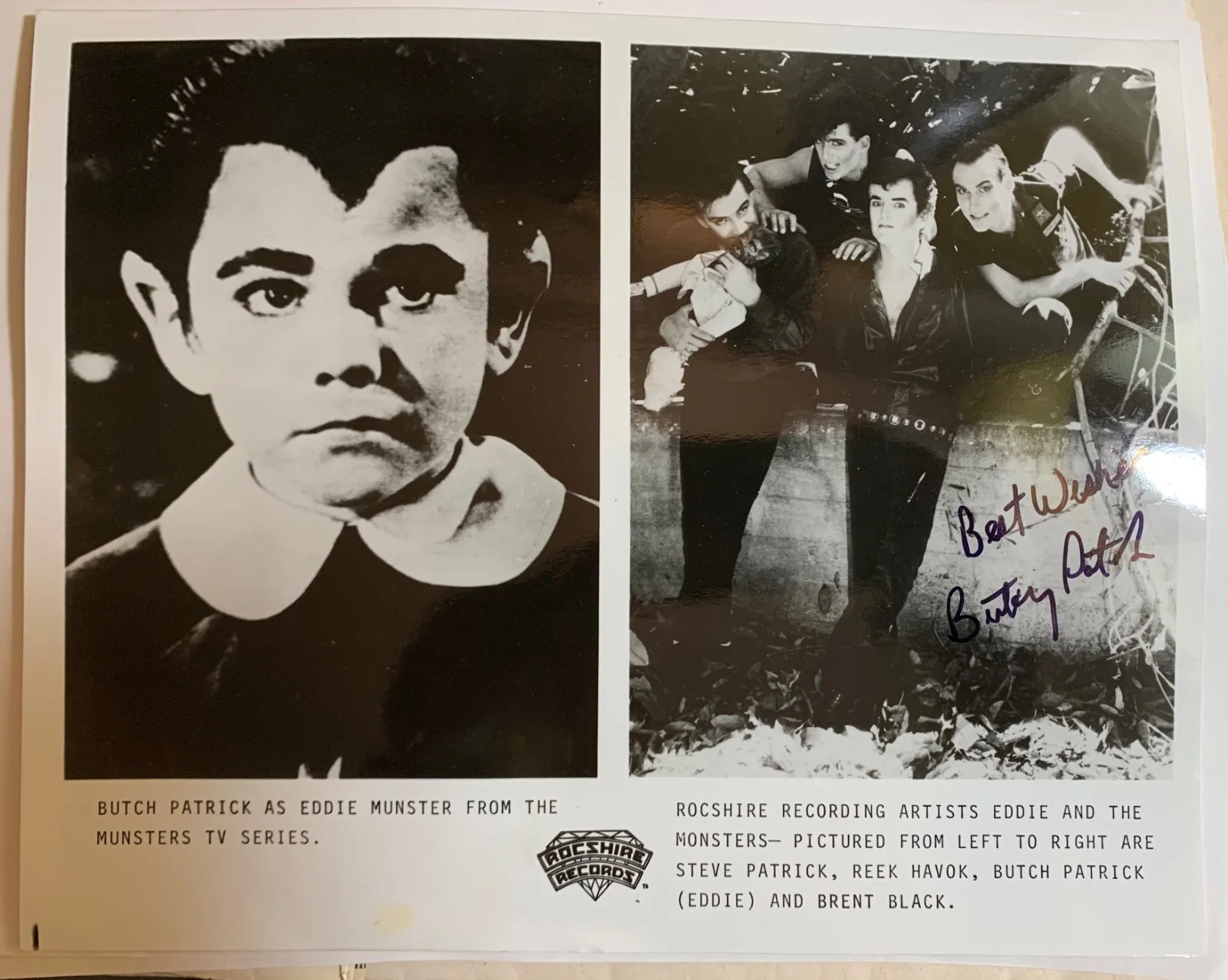 BUTCH PATRICK — BUTCH PATRICK signed ~ Eddie and the Monsters ~ 8" x 10" ~ 1983 ~ EX+ FREE SHIP