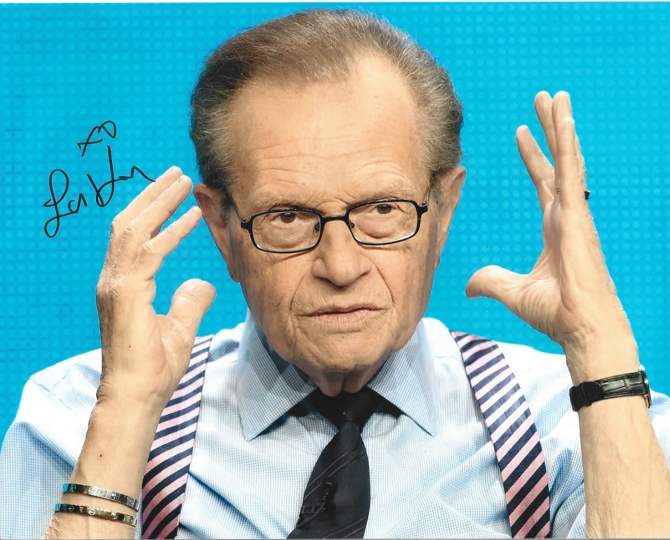 Larry King — Larry King REAL hand SIGNED Photo #3 COA Autographed CNN Journalist News Anchor