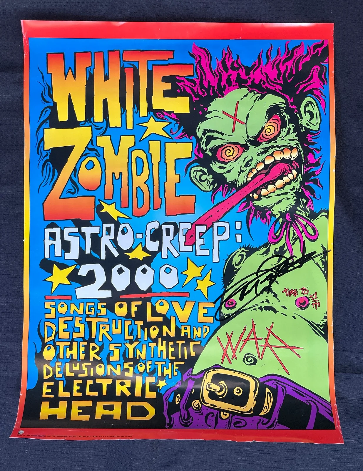 JOHN TEMPESTA White Zombie — WHITE ZOMBIE 1995 ASTROCREEP 2000 JOHN TEMPESTA signed Geffen PROMO POSTER VG+