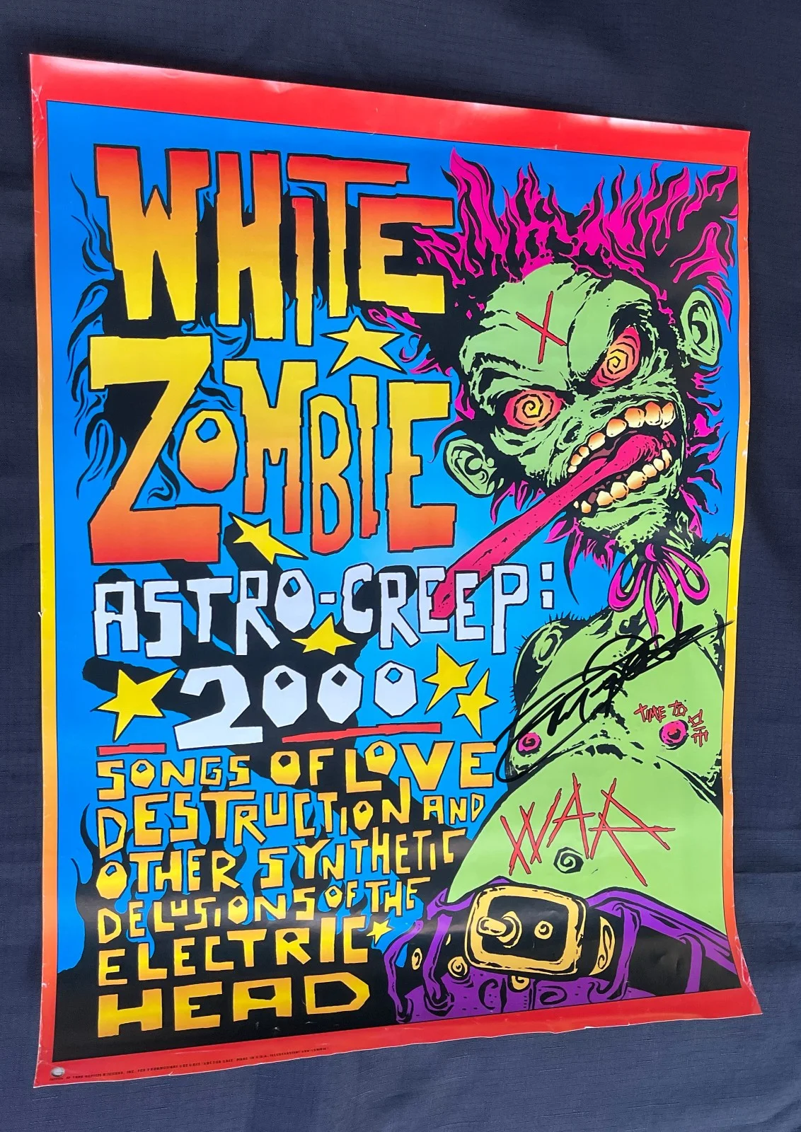 JOHN TEMPESTA White Zombie — WHITE ZOMBIE 1995 ASTROCREEP 2000 JOHN TEMPESTA signed Geffen PROMO POSTER VG+, image 2