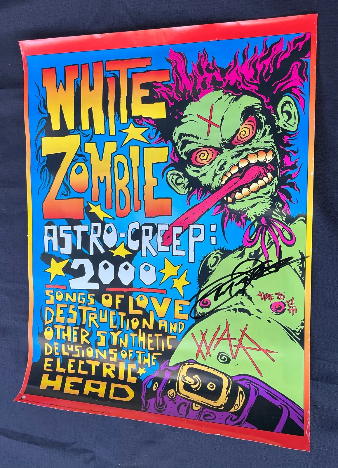 JOHN TEMPESTA White Zombie — WHITE ZOMBIE 1995 ASTROCREEP 2000 JOHN TEMPESTA signed Geffen PROMO POSTER VG+, image 3