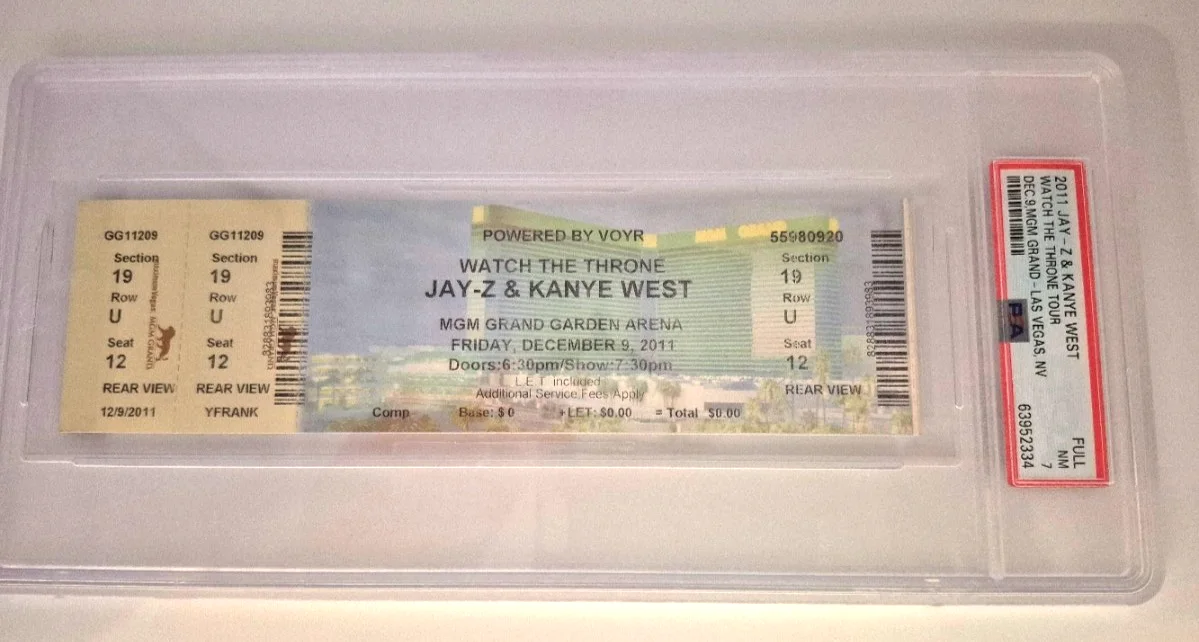 JAY-Z AND KANYE WEST 2011 WATCH THE THRONE TICKET STUB LAS VEGAS MGM GRAND PSA 7, изображение 2