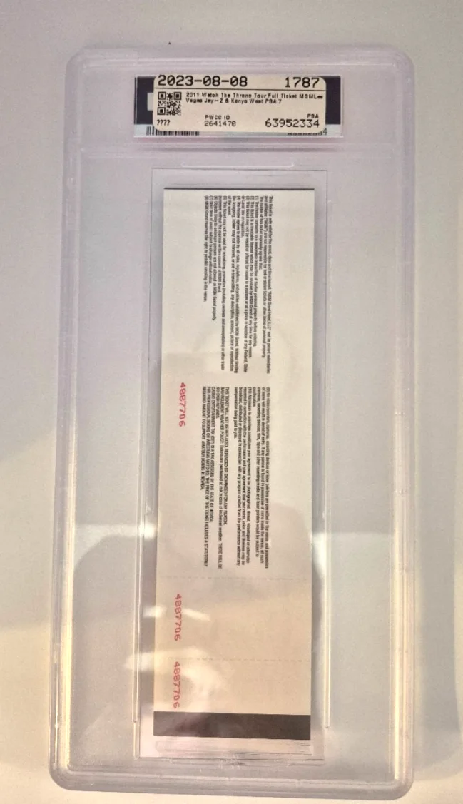 JAY-Z AND KANYE WEST 2011 WATCH THE THRONE TICKET STUB LAS VEGAS MGM GRAND PSA 7, изображение 3