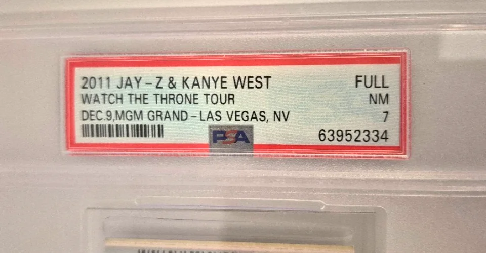 JAY-Z AND KANYE WEST 2011 WATCH THE THRONE TICKET STUB LAS VEGAS MGM GRAND PSA 7, изображение 4