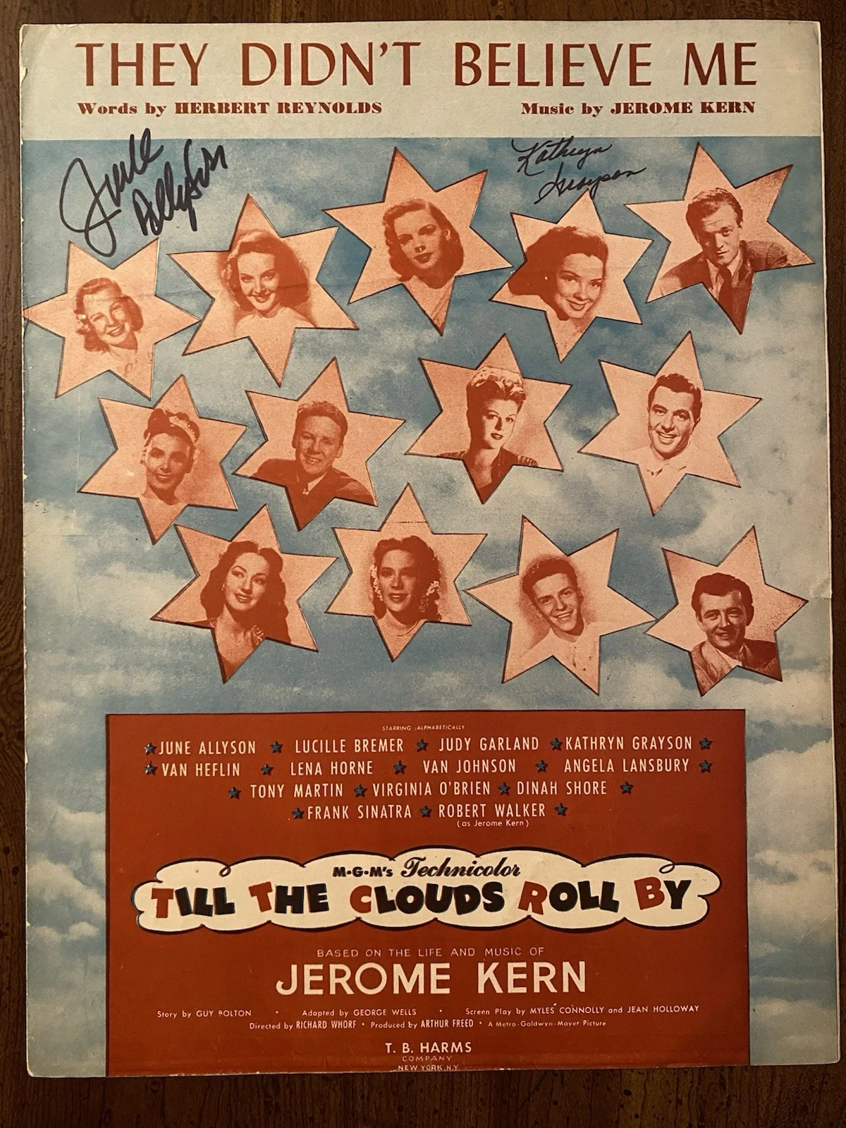 June Allyson, Kathryn Grayson — June Allyson Kathryn Grayson Signed Autographed Till The Clouds Roll By With COA