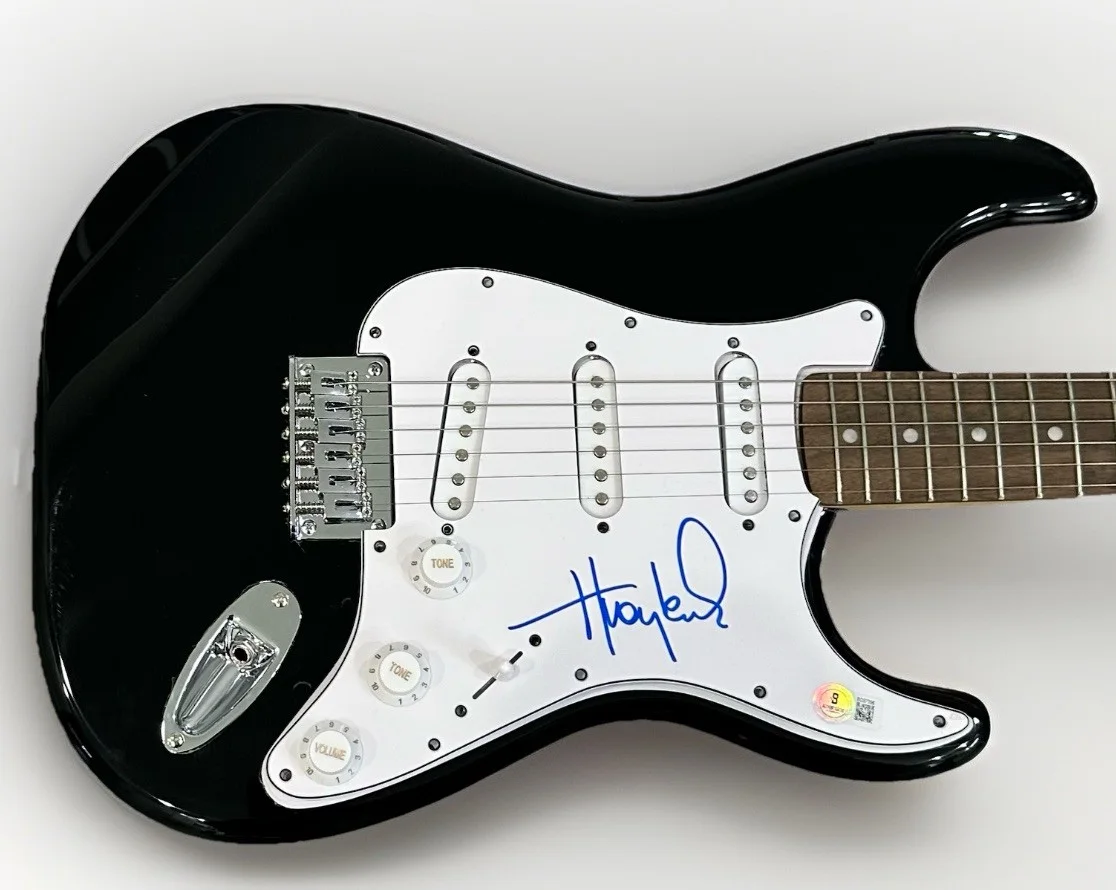 Huey Lewis — Huey Lewis Signed Guitar Back to the Future Huey Lewis Autograph Guitar Beckett