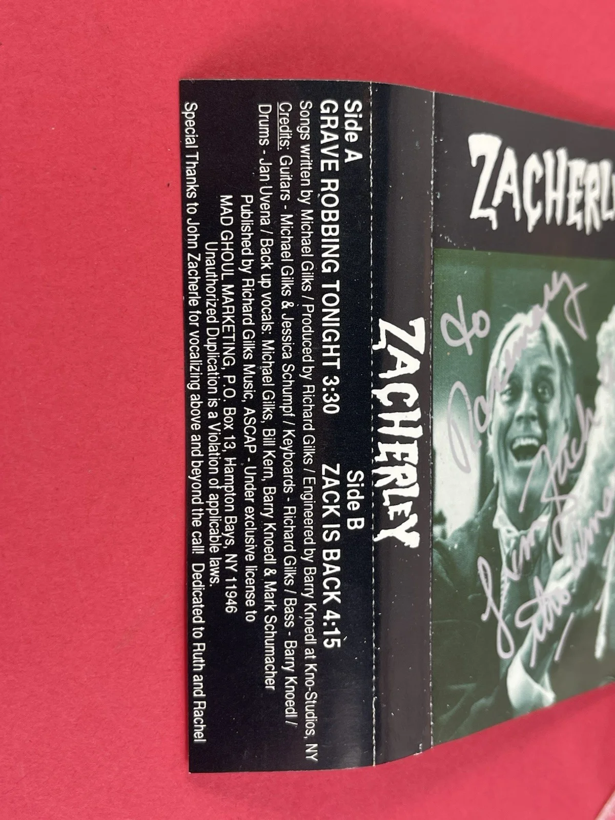 JOHN ZACHERLEY Cassette Tape Autographed Grave Robbing Tonight Zack Is Back, изображение 5