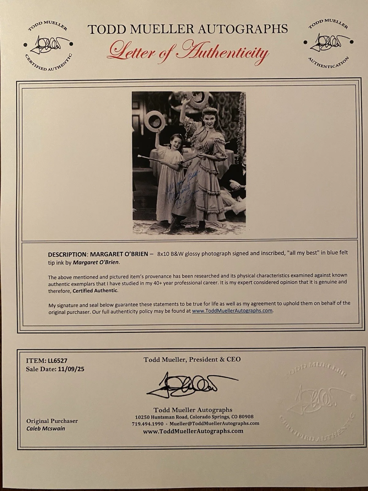 Margaret O’Brien — Margaret O’Brien Signed Autographed 8x10 Photo With COA Meet Me In St Louis, изображение 4