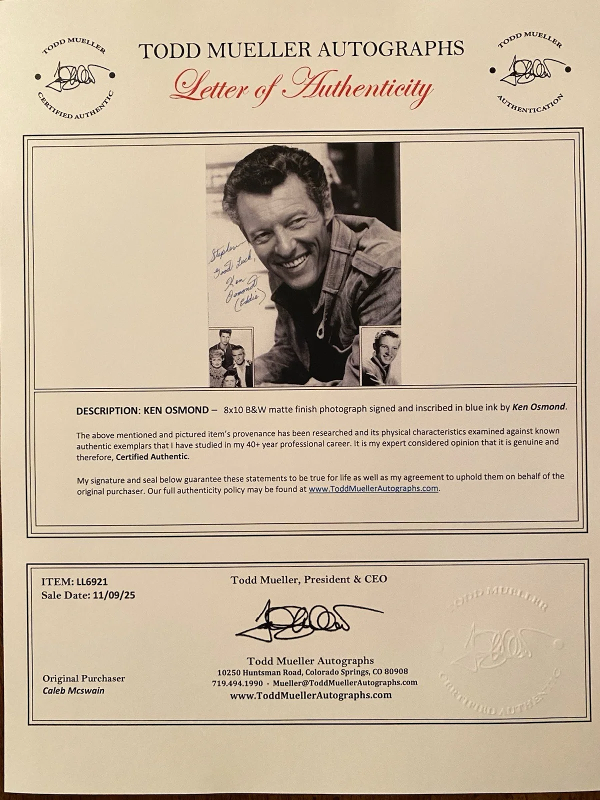 Ken Osmond — Ken Osmond Signed Autographed Photo With COA Leave It To Beaver Eddie Haskell, изображение 4