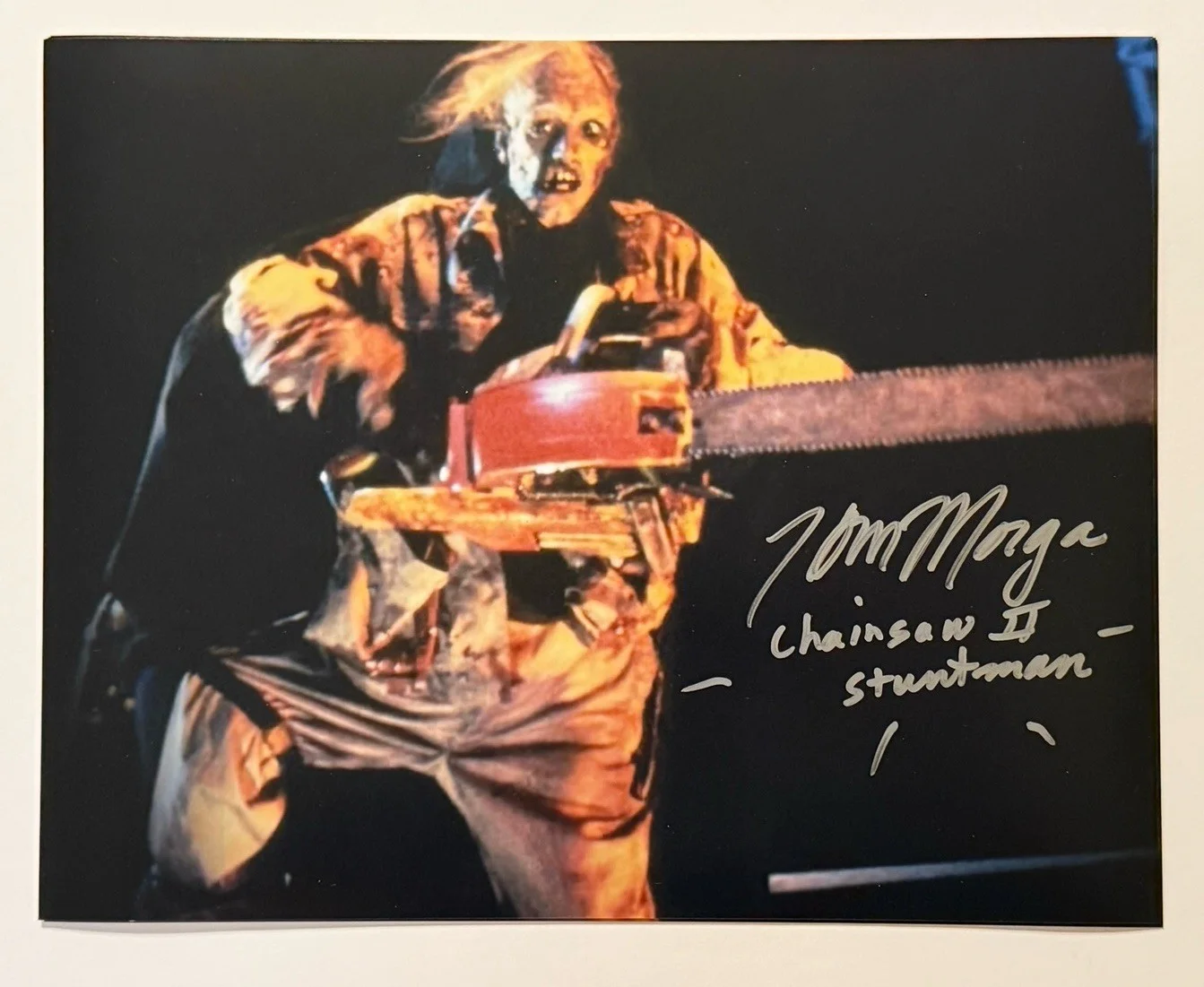 Tom Morga — Tom Morga Signed Leatherface 8x10 Photo Texas Chainsaw Part 2 Exact Proof A, image 2