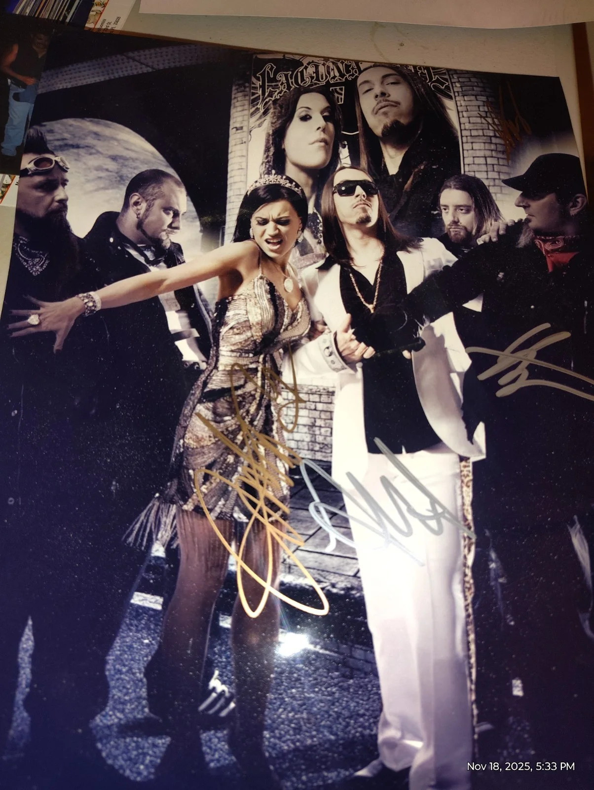 Lacuna Coil Signed Big Photo Cristina Scabbia Hot In Sexy Revealing Dress, изображение 2