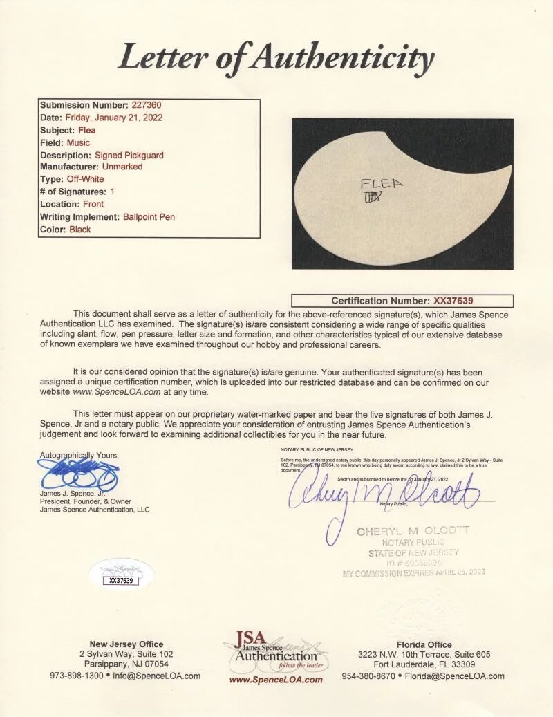 Flea — Flea Red Hot Chili Peppers RHCP Signed Autograph Fender Acoustic Guitar JSA COA, image 3