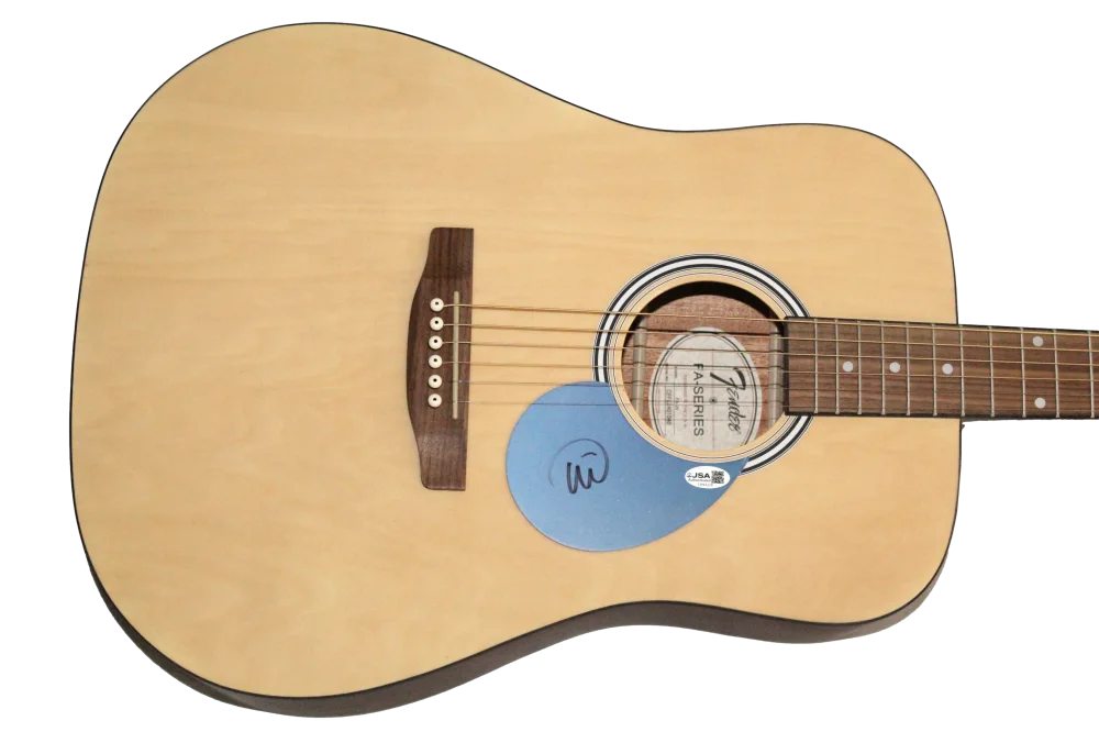 Will Champion — Will Champion Coldplay Signed Autograph Fender Guitar - Parachutes w/ JSA COA