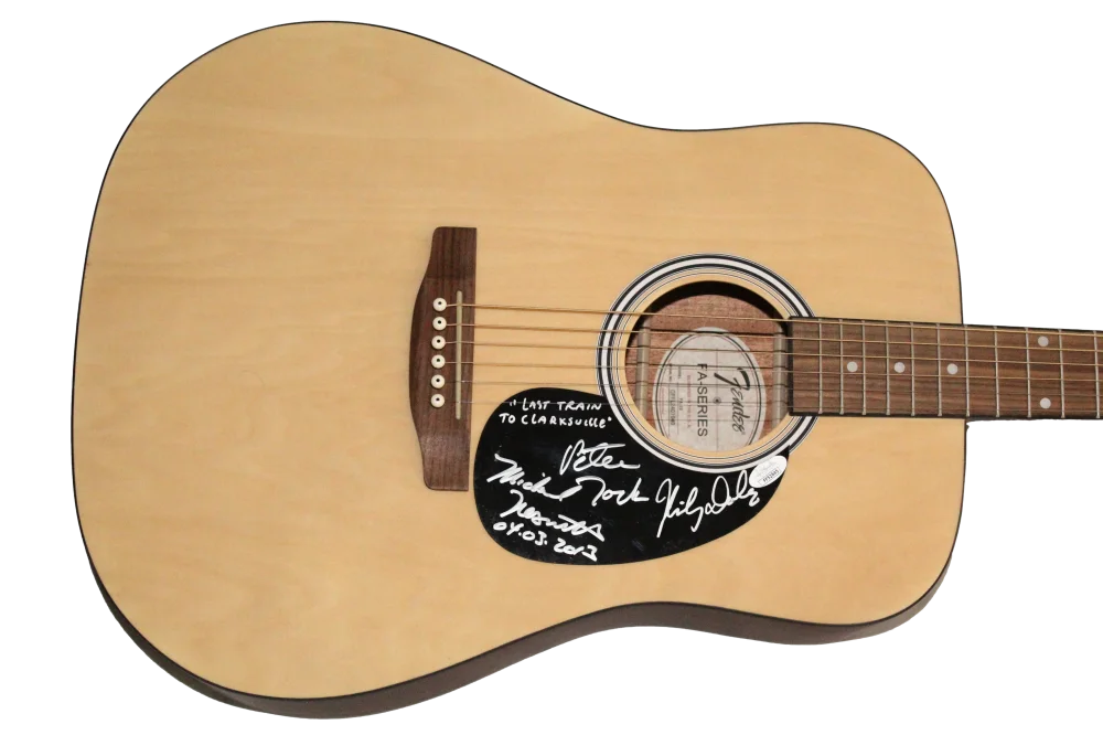 Mickey Dolenz, Michael Nesmith, Peter Tork — The Monkees Signed Autograph Fender Guitar - Mickey Dolenz Peter Tork +1 JSA COA