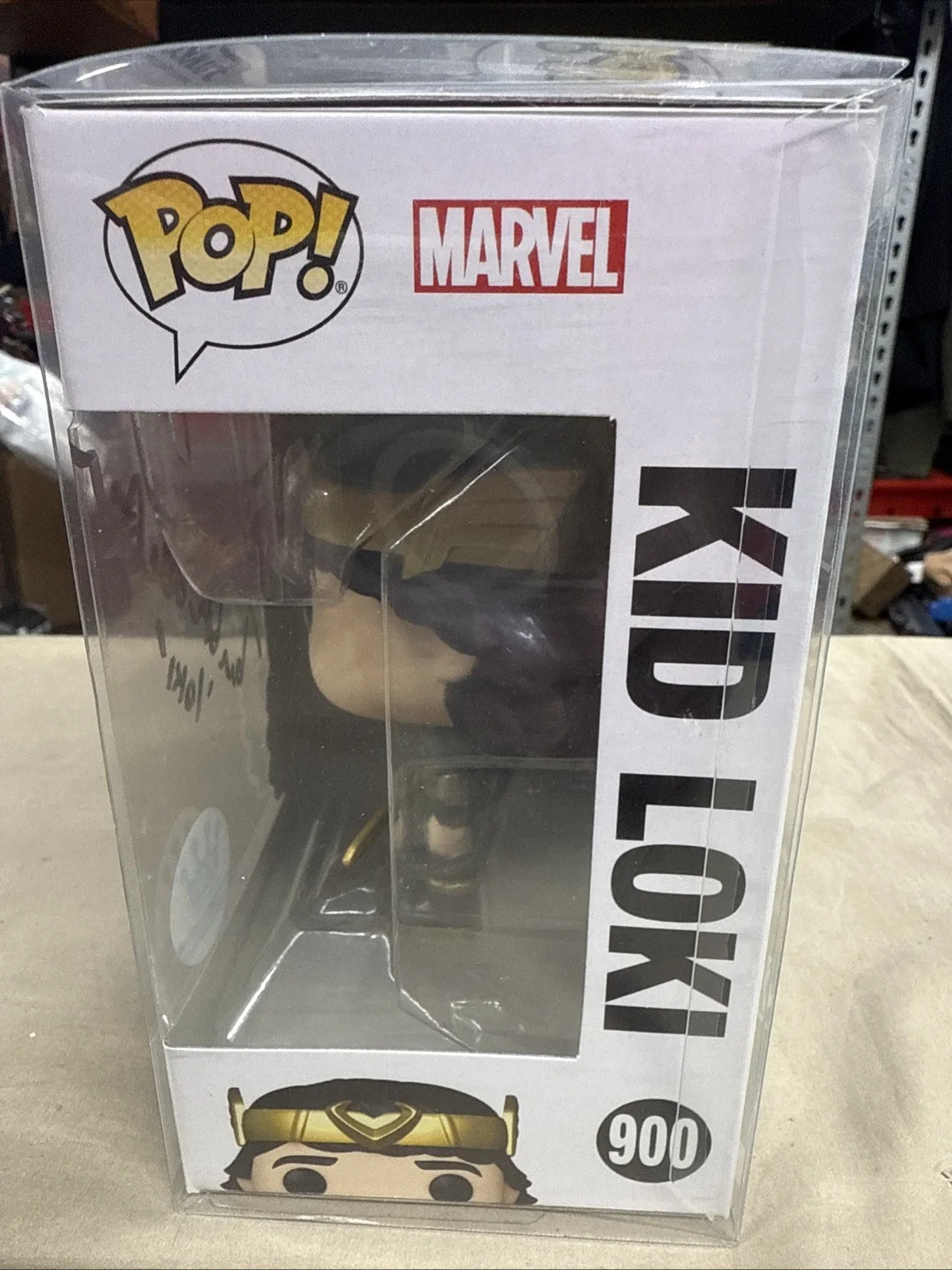 Tom Hiddleston — Tom Hiddleston signed Kid Loki Funko Pop Avengers Endgame 900 Funko Exclusive, image 4