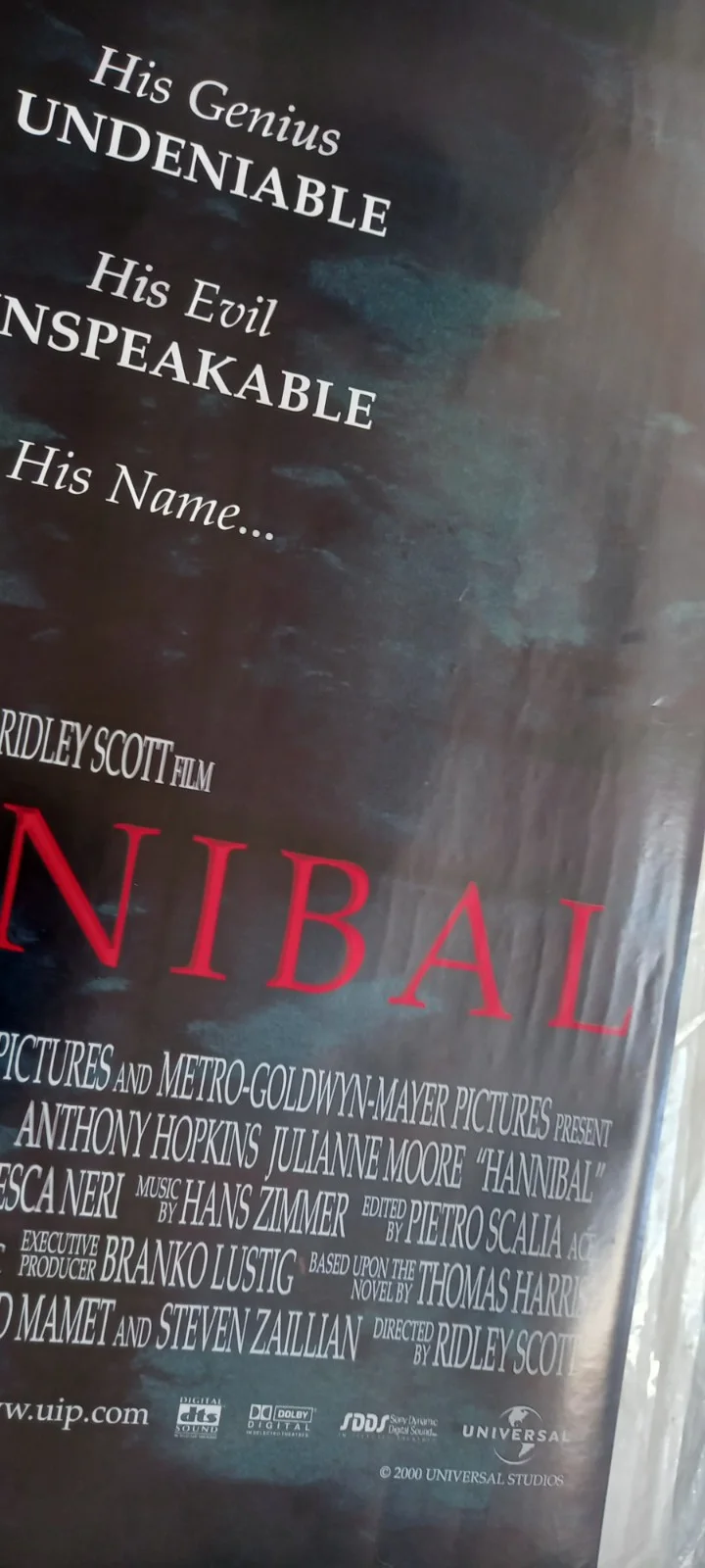 Hannibal (2000) D/S UK Quad Poster, Rare Gruesome Recalled / Withdrawn Version, image 2