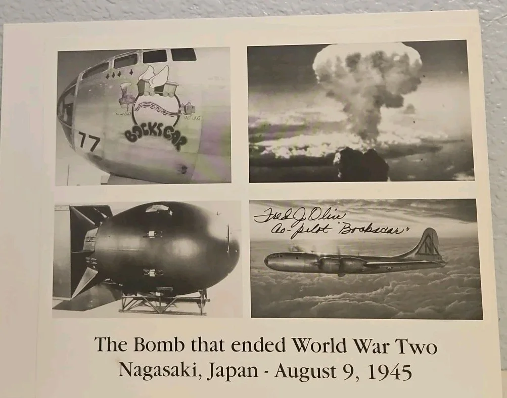 Fred Olivi WWII B-29 Bomber Pilot Hand Signed Nagasaki Mission 8x10 Photo COA(O, изображение 3