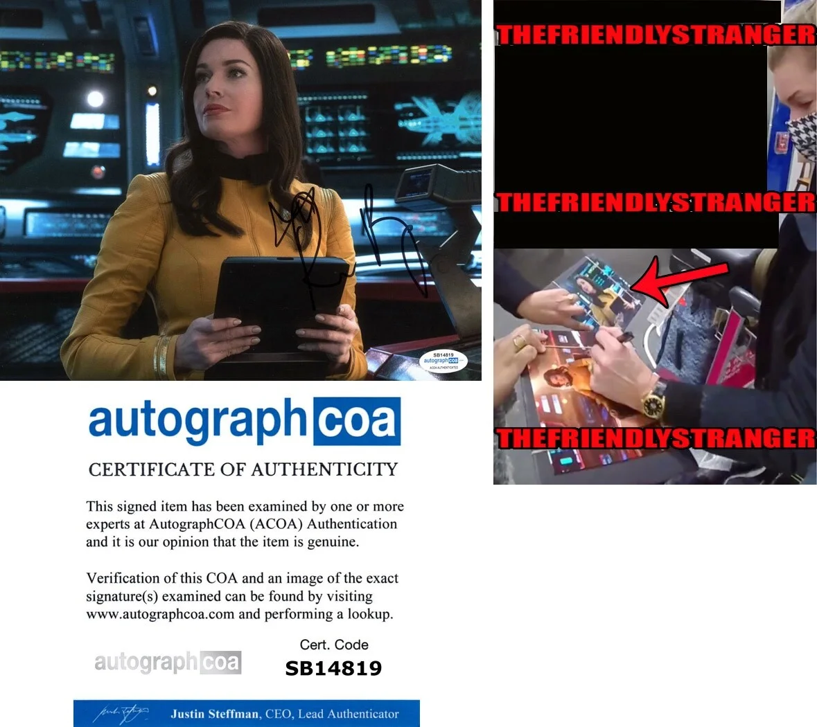 REBECCA ROMIJN — Rebecca Romijn signed "STAR TREK DISCOVERY" 8x10 Photo EXACT PROOF c ACOA COA