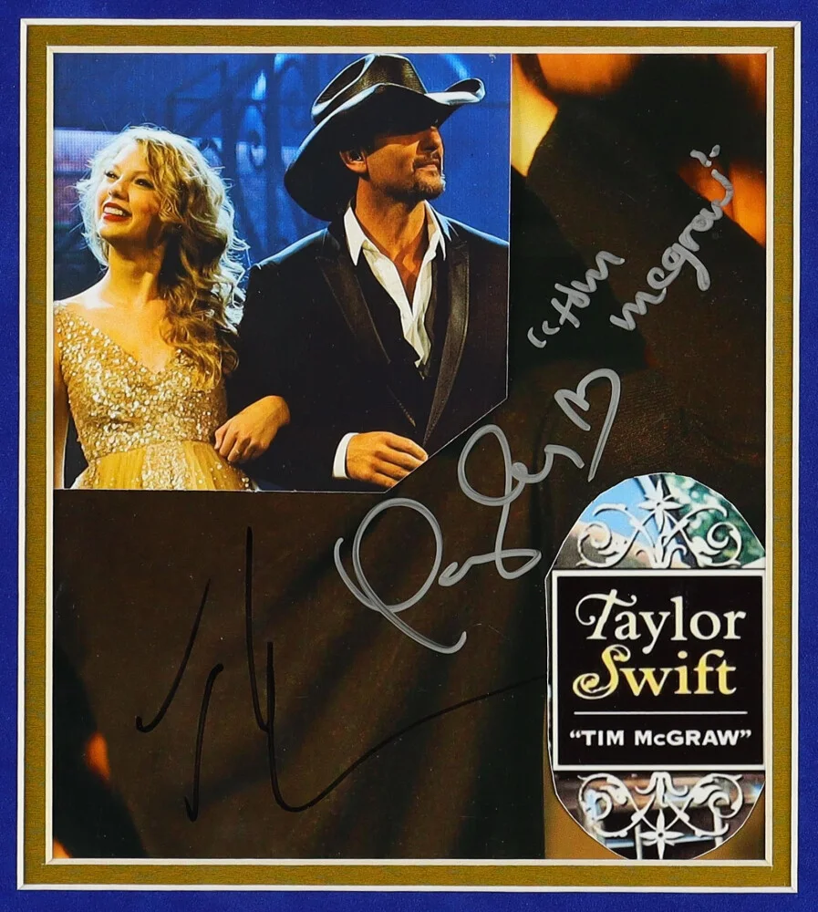 Taylor Swift/Tim McGraw Dual-Signed Autograph 12x17 Debut Framed Photo JSA COA, изображение 2