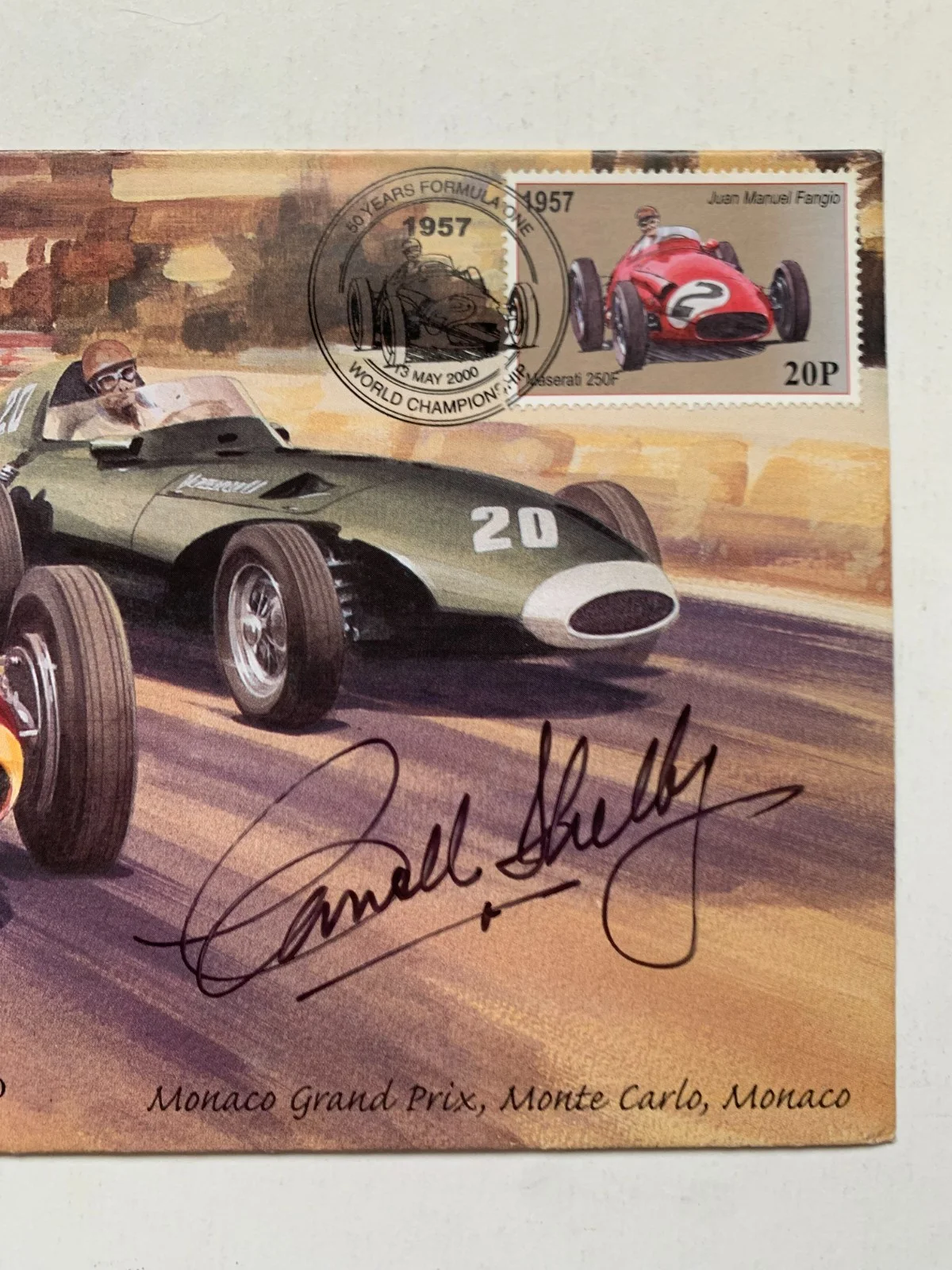 Carroll Shelby — CARROLL SHELBY signed First Day Cover FDC, with COA. 1957 Maserati, Monaco Prix, изображение 4