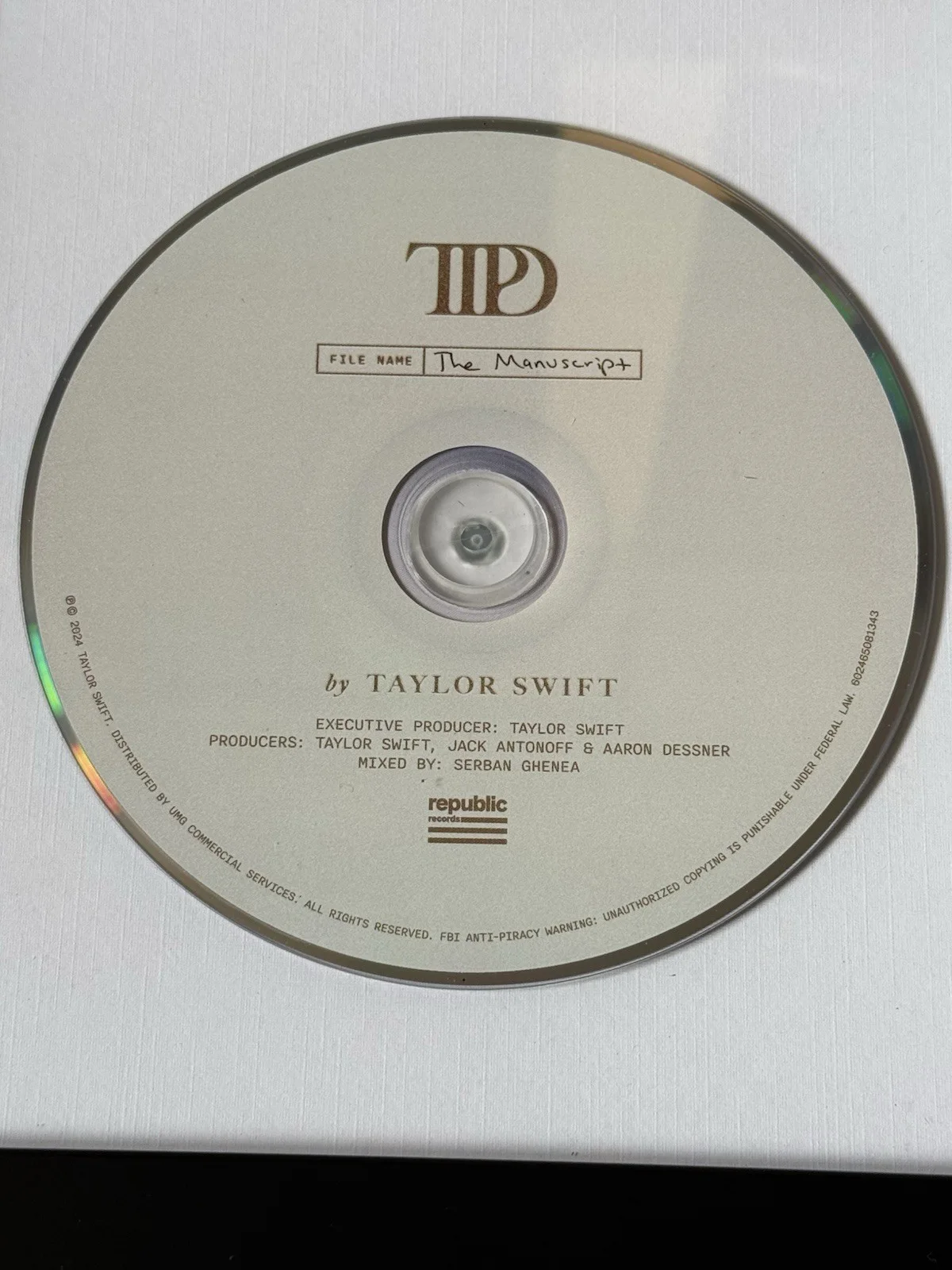 Taylor Swift The Tortured Poets Department Framed CD & Signed Insert with HEART, image 3