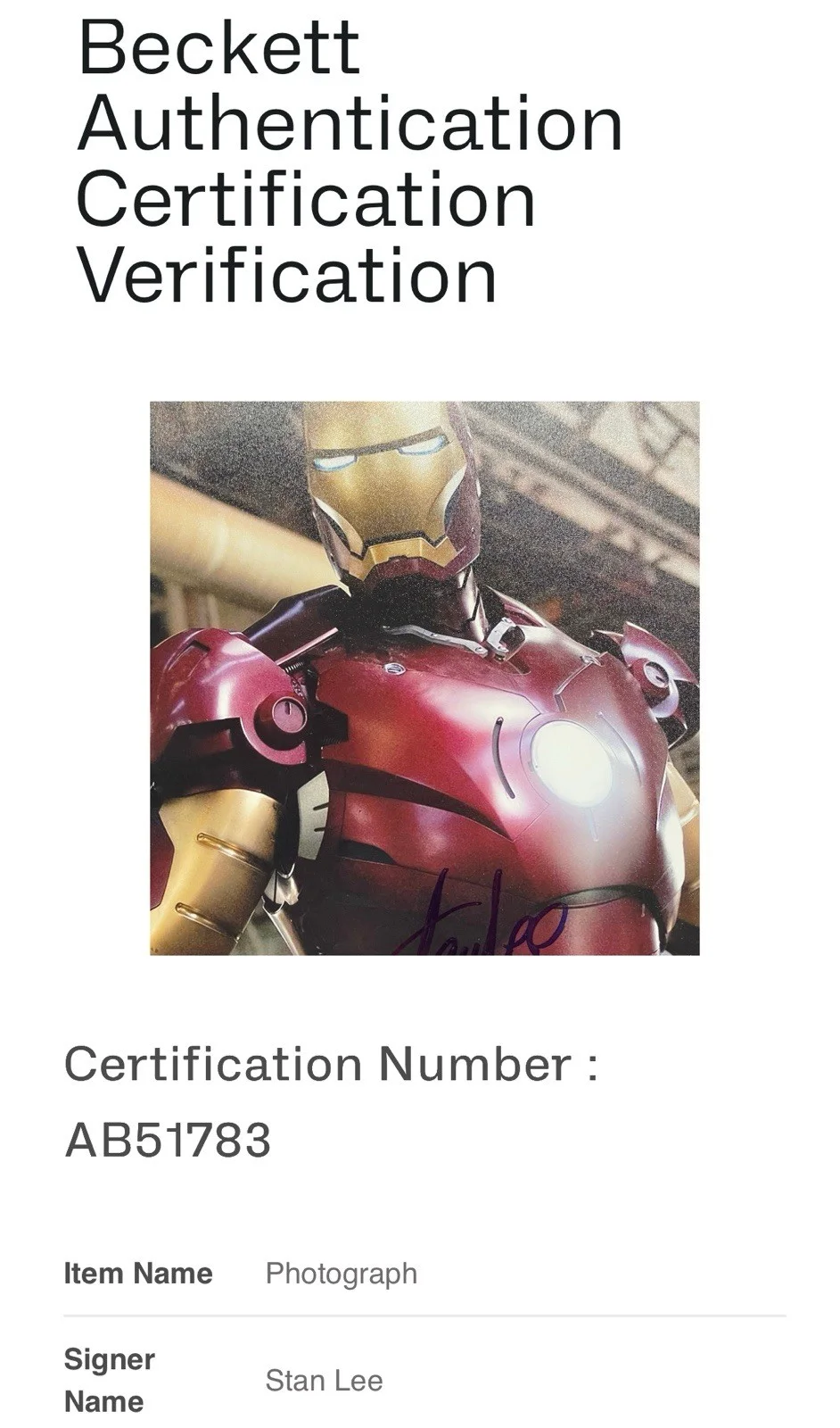 Stan Lee — Stan Lee signed Photo Iron Man movie 11x14 inch beckett coa, изображение 5