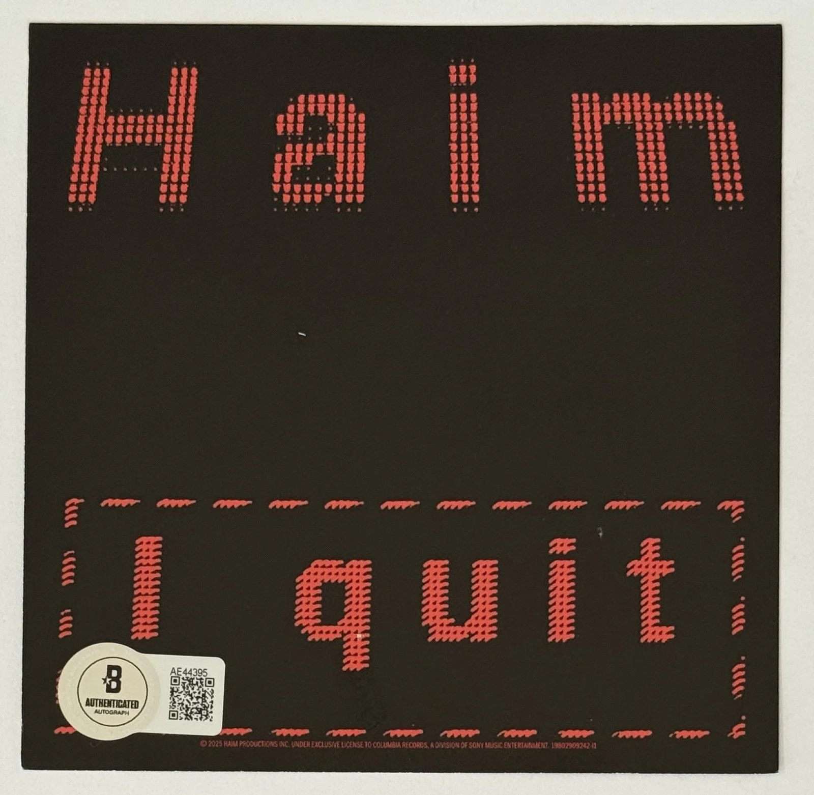 HAIM ENTIRE BAND SIGNED I Quit Cover Album Photo Art Card & CD BAS Beckett COA, изображение 3