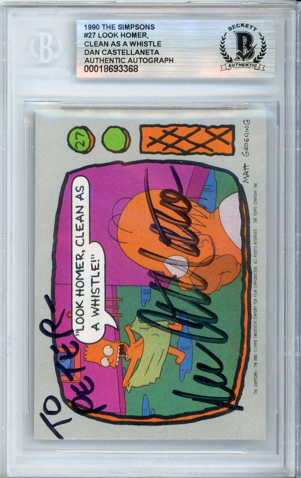 Dan Castellaneta — Dan Castellaneta Homer Signed Topps Simpsons Card #27 Beckett Authentic Auto BAS