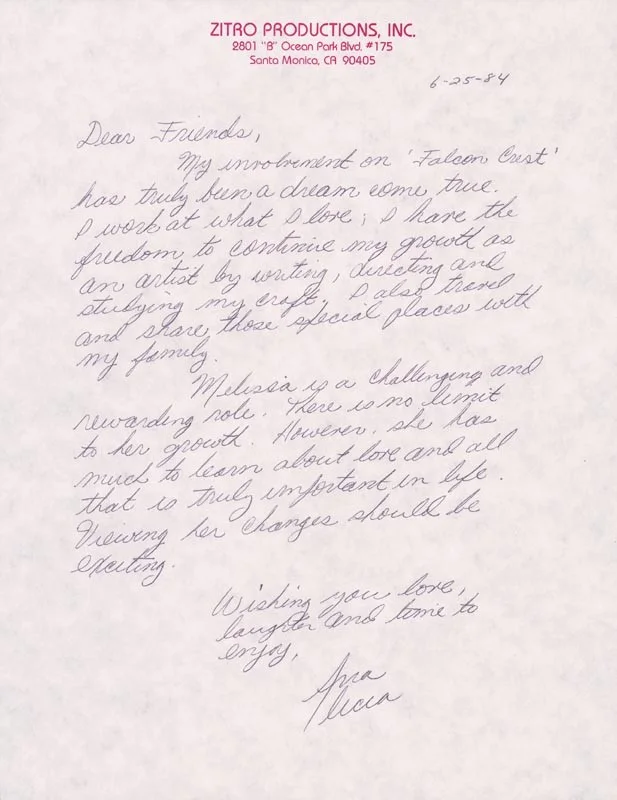Ana Alicia — ANA ALICIA - AUTOGRAPH LETTER SIGNED 06/25/1984