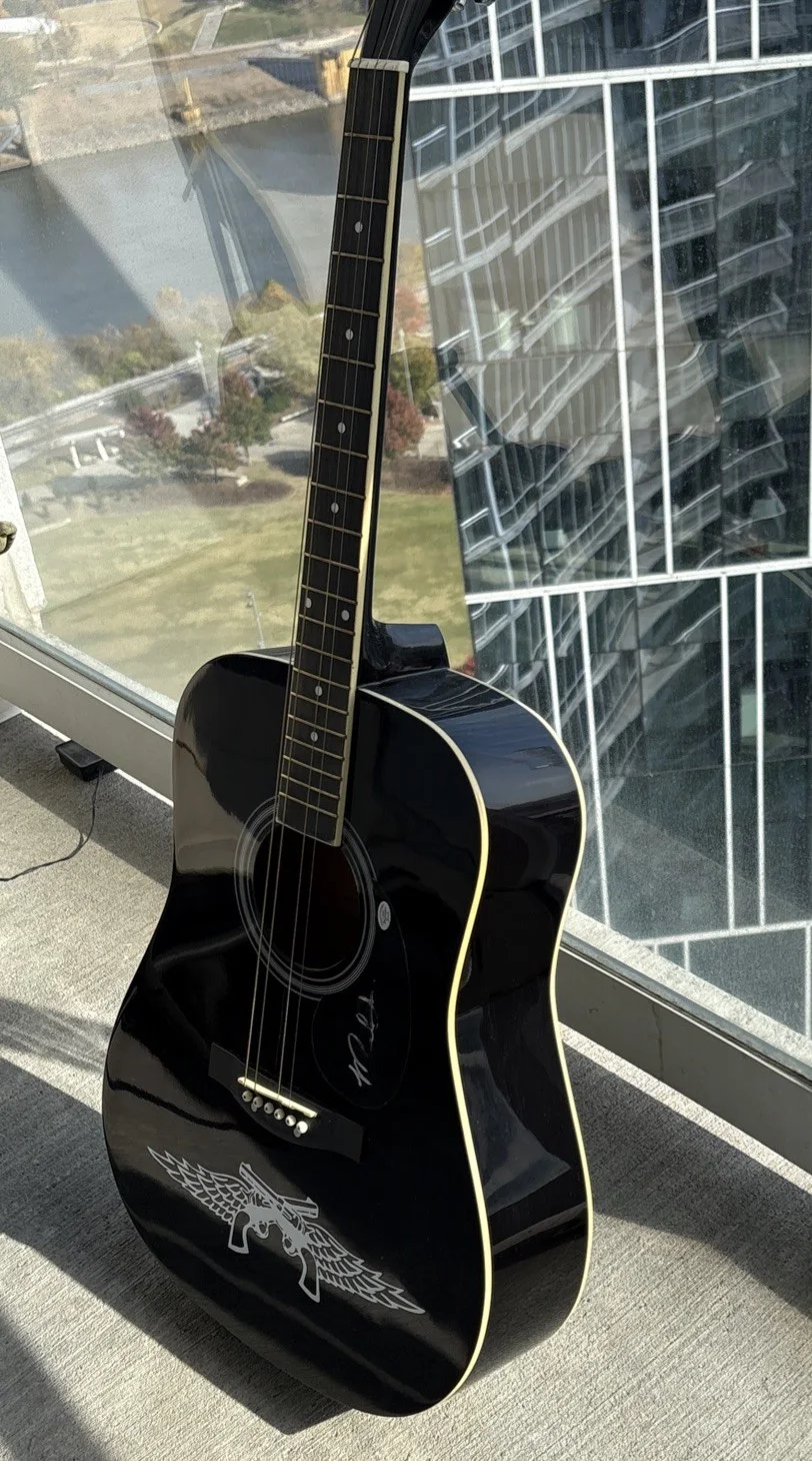 Miranda Lambert Autographed Guitar, Authorized, Black Acoustic Guns Angel Wings, image 5