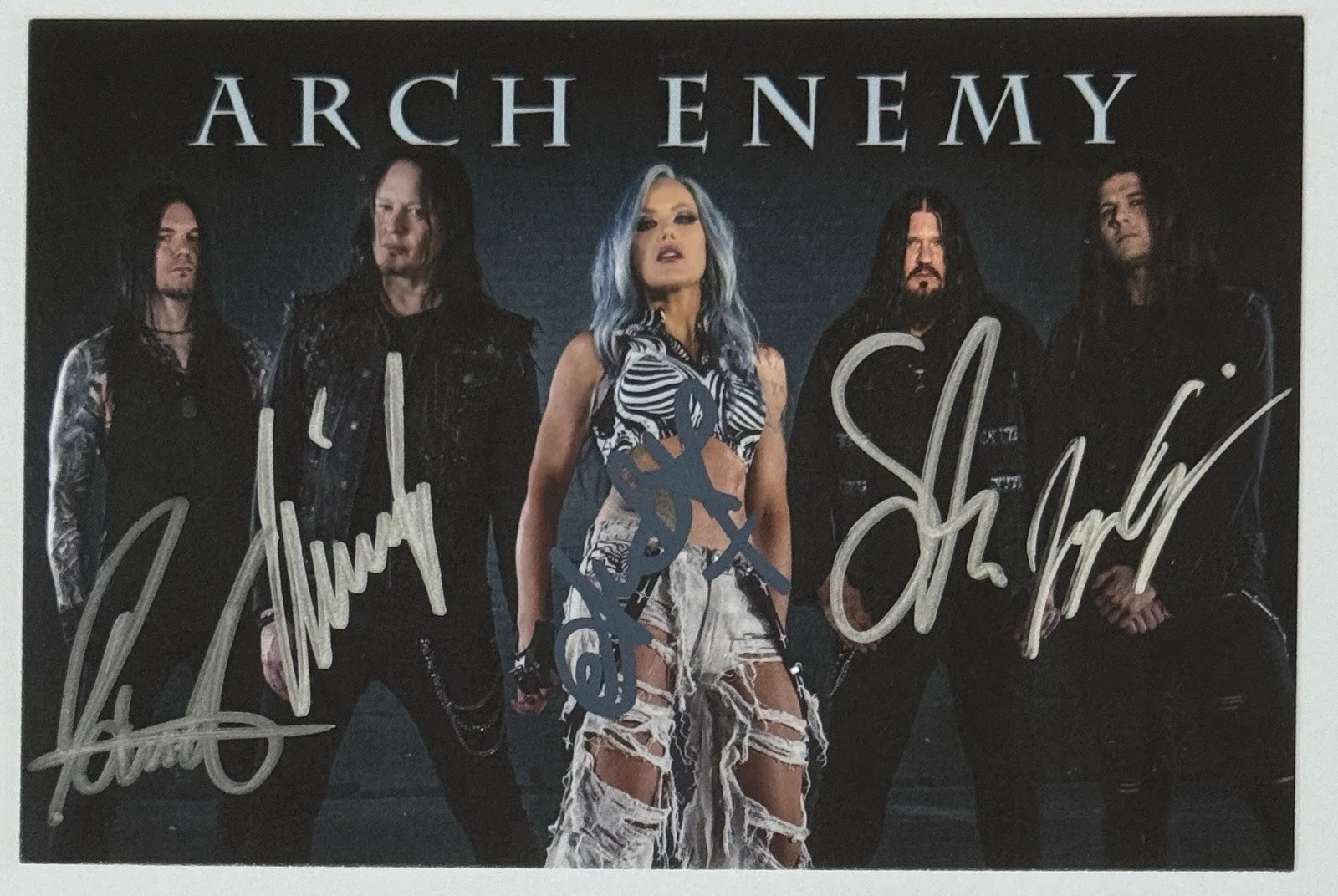 Arch Enemy FULL BAND SIGNED Blood Dynasty Album Art Card & CD BAS Beckett COA, изображение 2