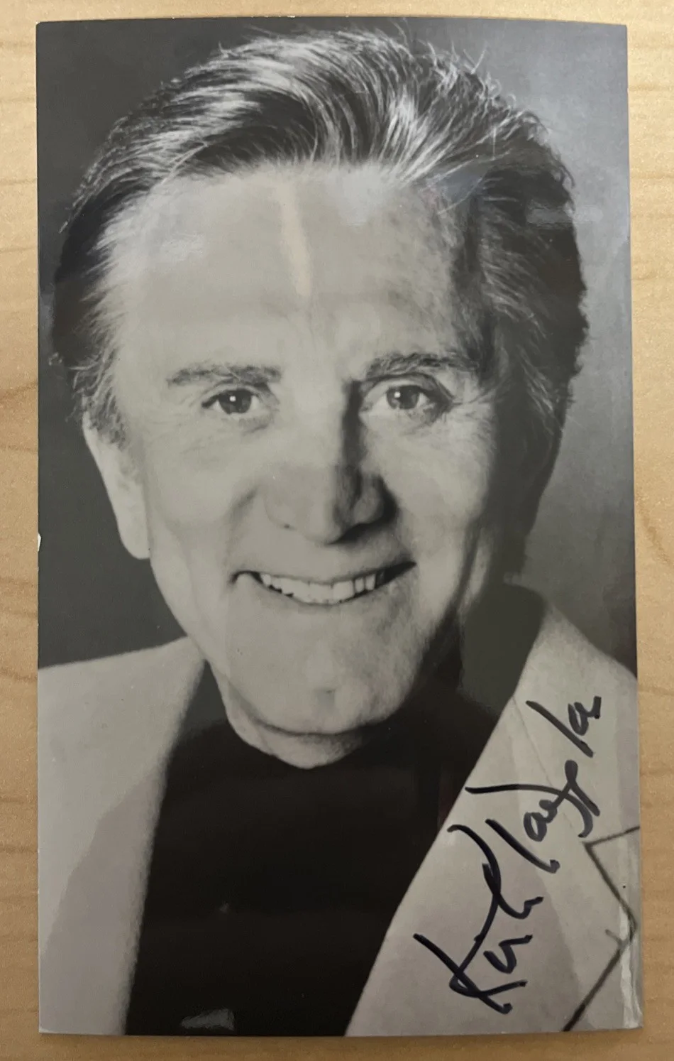 Kirk Douglas — Kirk Douglas Autographed Photo ~ 3.5”x4.5” 1989-1991 ~JSA Authenticated