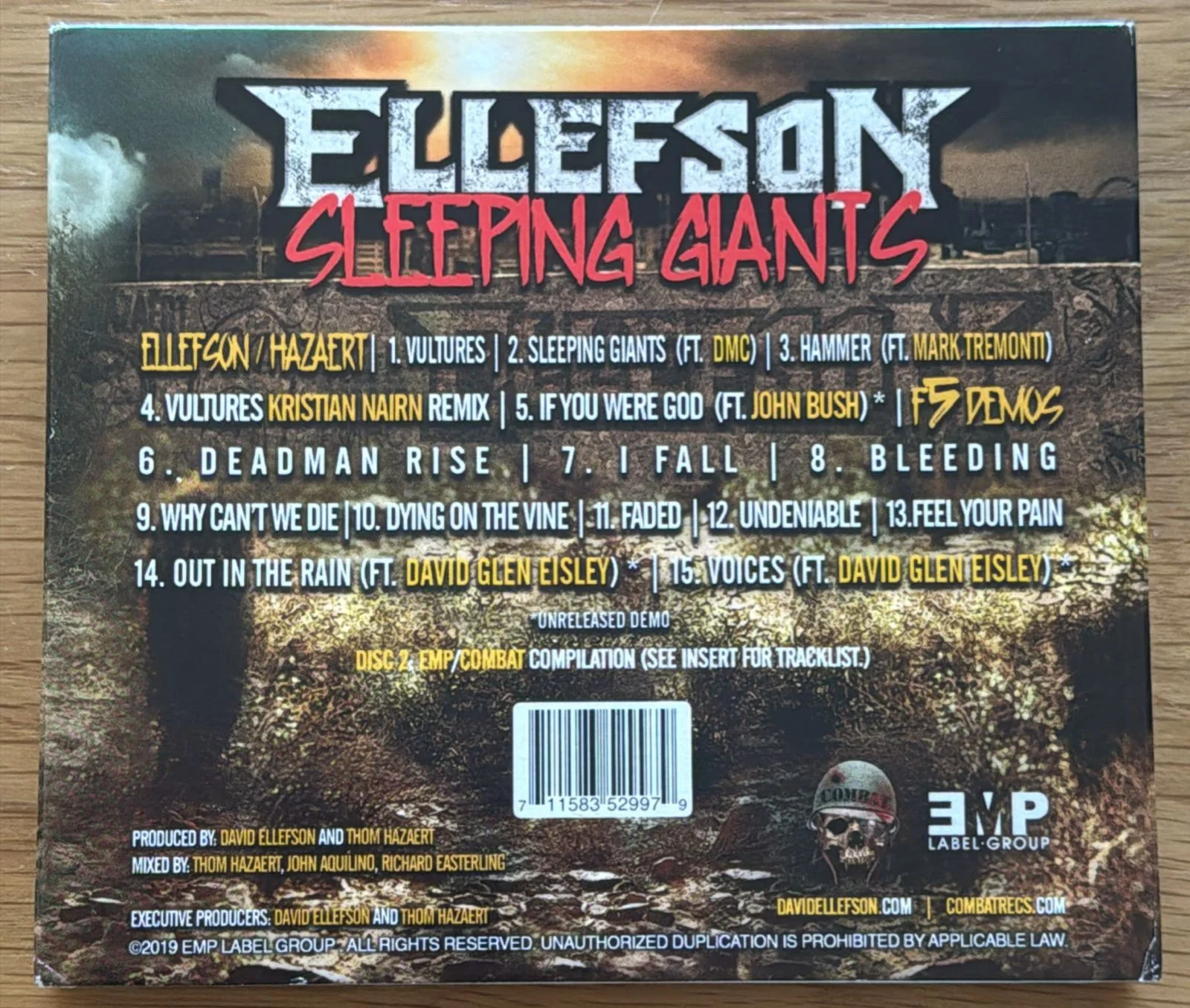 David Ellefson Sleeping Giants Autographed 2CD Megadeth Bassist, изображение 2