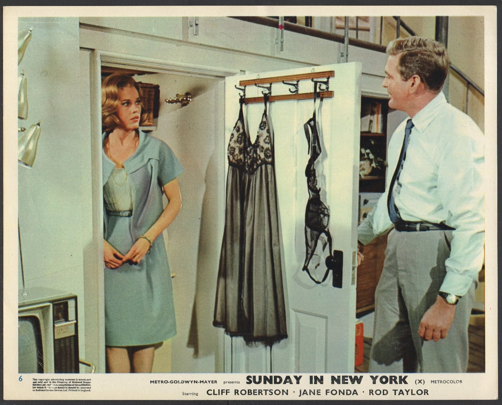 SUNDAY IN NEW YORK 1963 Rod Taylor, Jane Fonda 6 UK 10x8 LOBBY CARDS, изображение 5