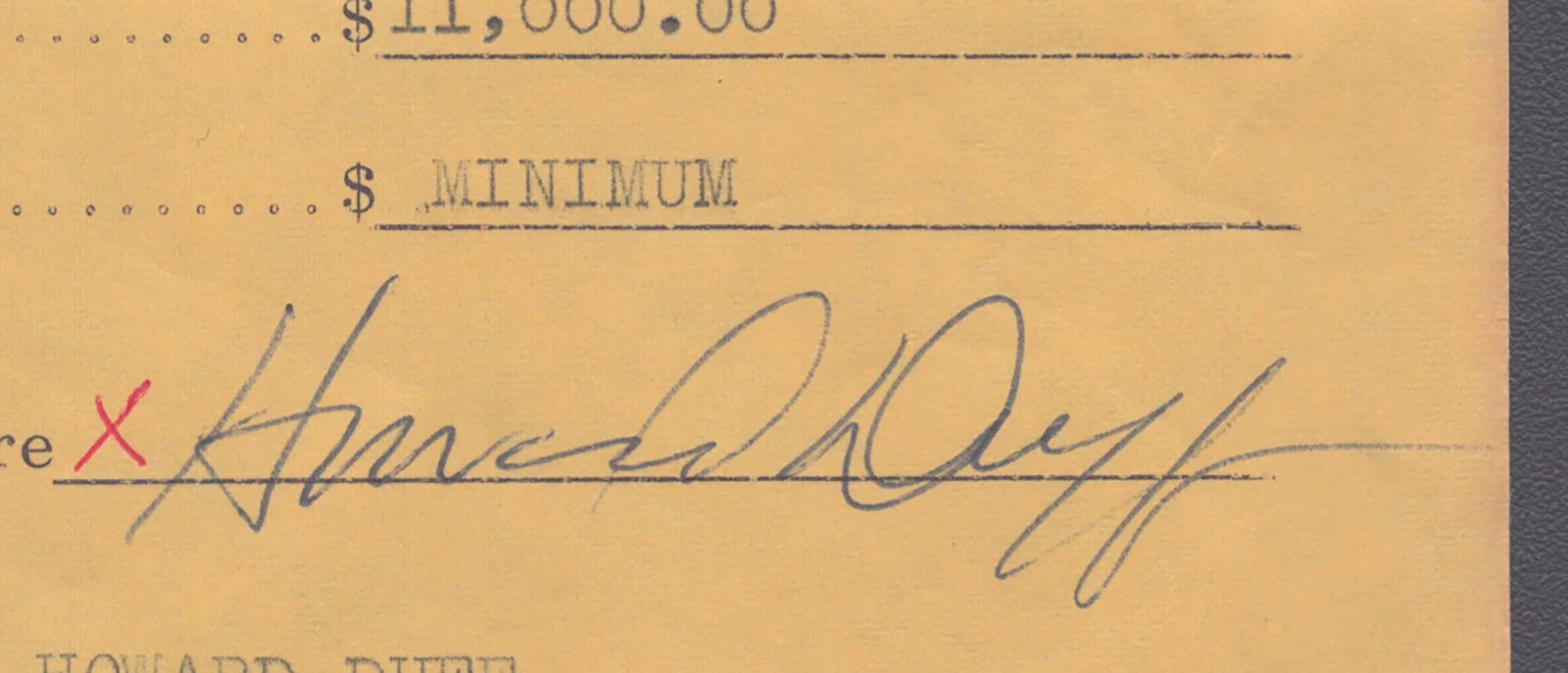 Howard Duff — HOWARD DUFF - DOCUMENT SIGNED 01/20/1966, изображение 2