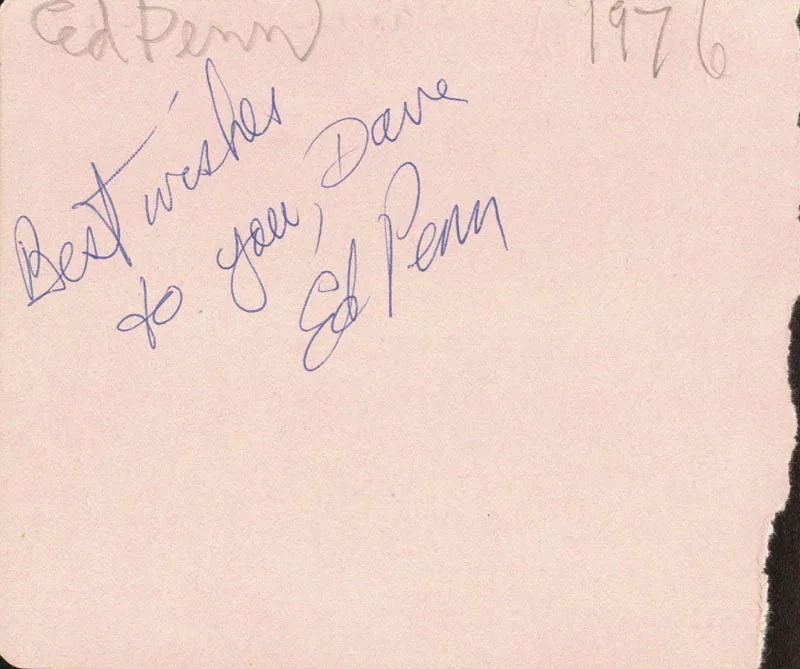 Howard Duff, Edward Penn — HOWARD DUFF - AUTOGRAPH NOTE SIGNED 1976 CO-SIGNED BY: EDWARD PENN, image 2