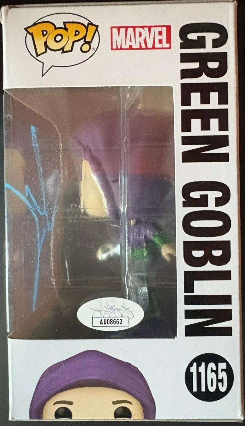 Willen Defoe — WILLEM DEFOE SIGNED AUTOGRAPHED FUNKO POP 1165 GREEN GOBLIN SPIDER-MAN JSA COA D, image 3