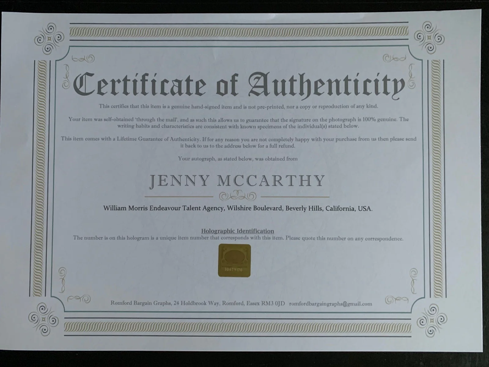 JENNY McCARTHY TV PERSONALITY (THE MASKED SINGER) *HAND SIGNED* PHOTO WITH C.O.A, image 2