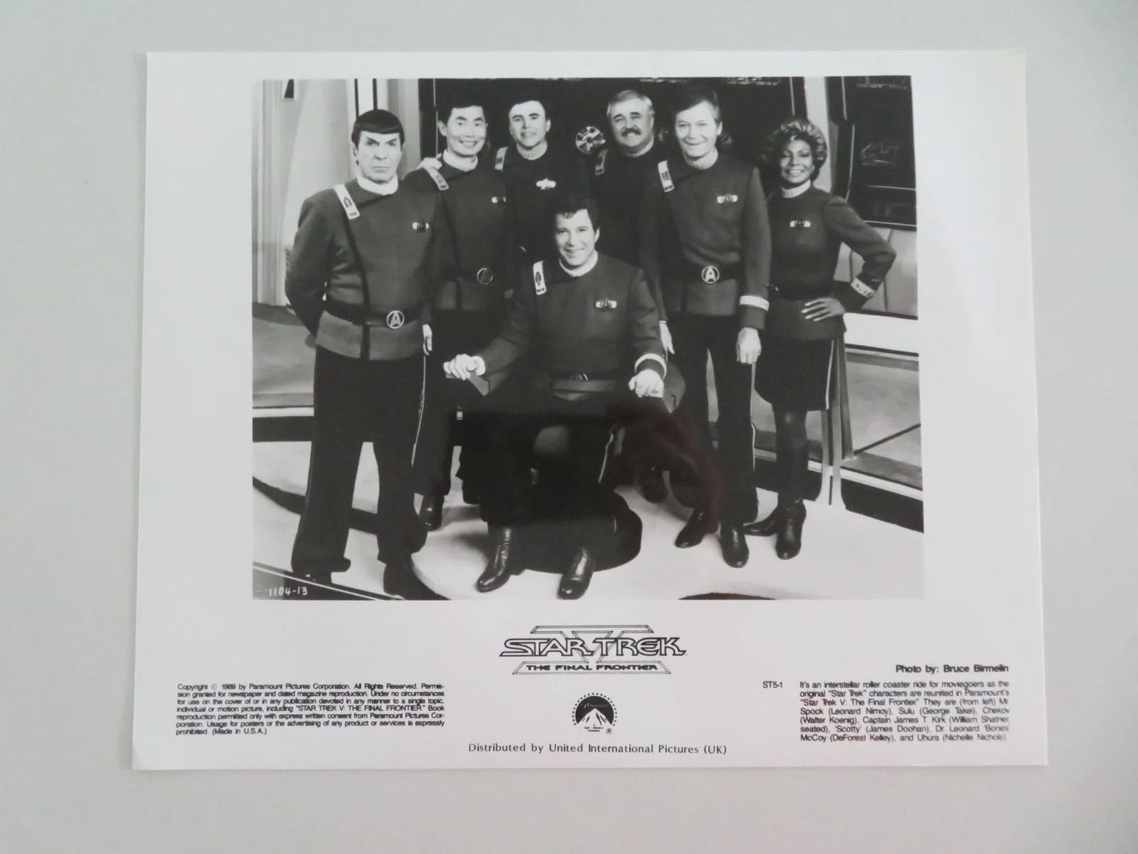 STAR TREK: THE FINAL FRONTIER MOVIE STILL PHOTO LOT OF 6 WILLIAM SHATNER 1989, изображение 3