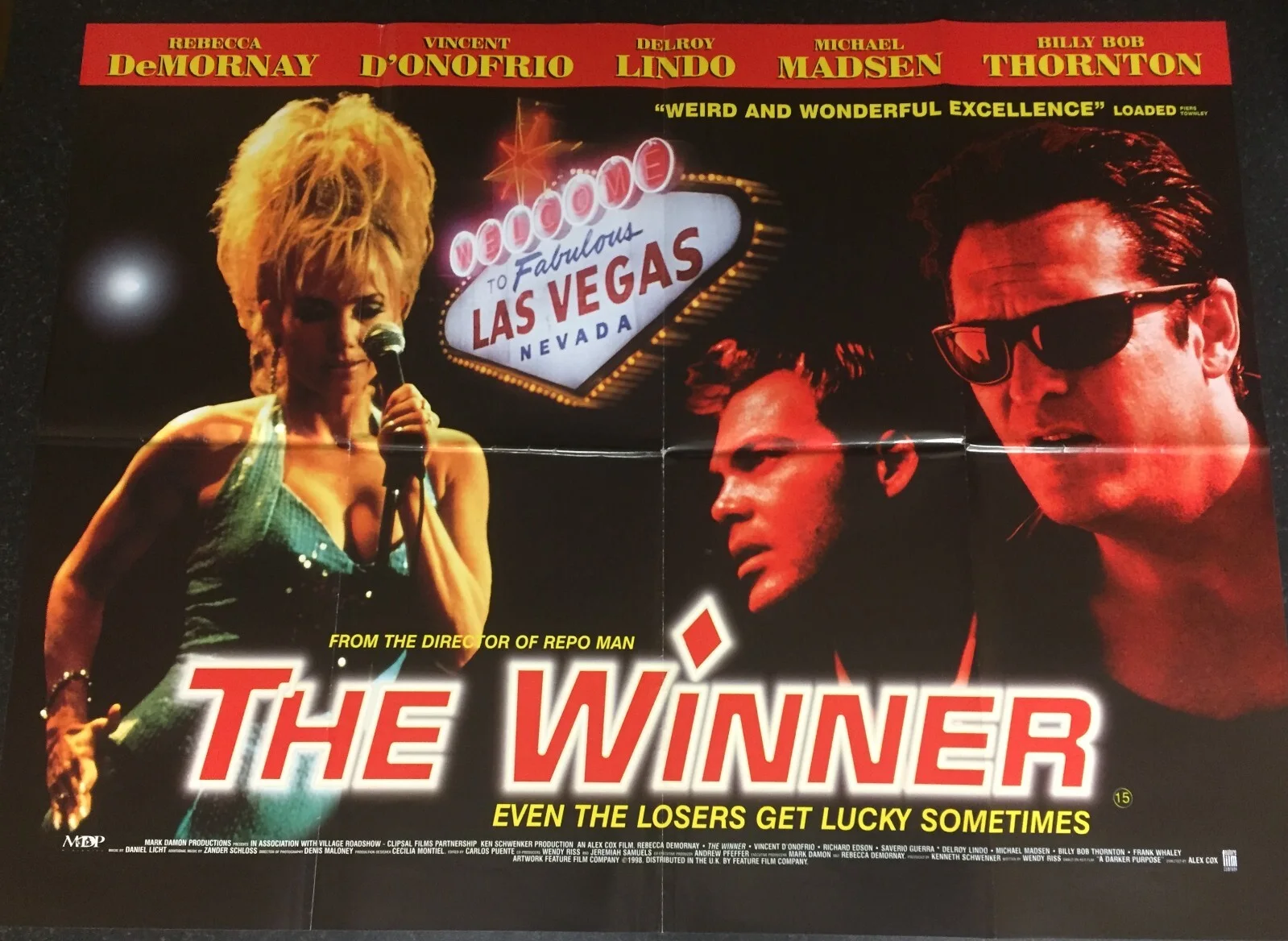 THE WINNER 1996 Original Cinema UK Quad Movie POSTER Rebecca De Mornay Thornton, изображение 2