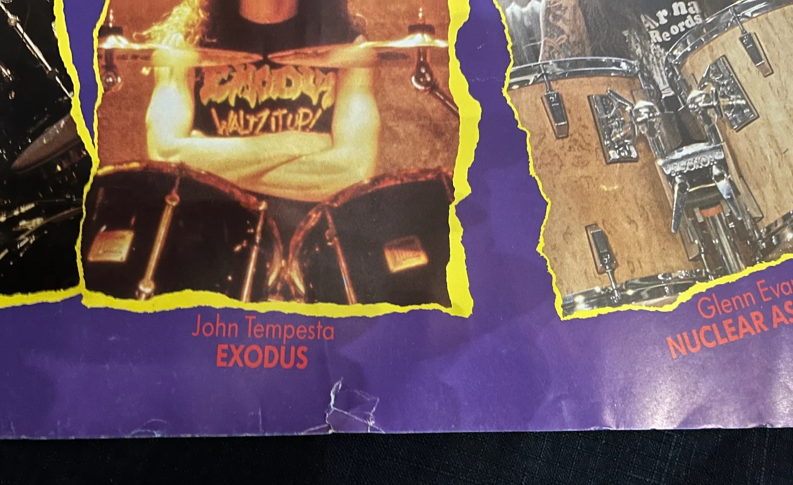 JOHN TEMPESTA — SONOR DRUMS 1990 RARE John Tempesta EXODUS SIGNED PROMO POSTER Nico McBrain, изображение 4